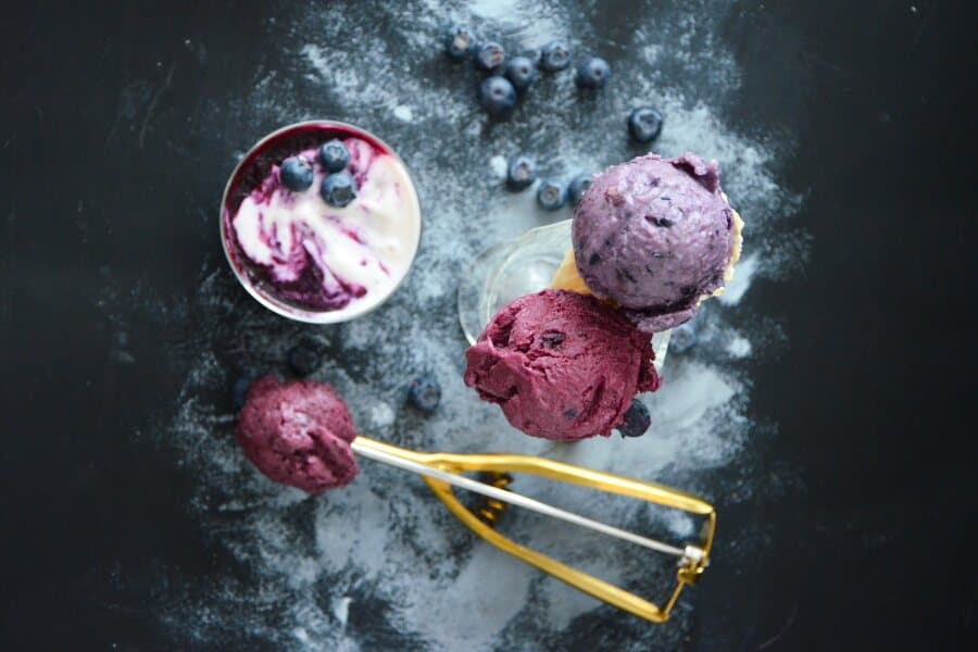 Heidelbeer-Sorbet, Heidelbeer-Puddingeis, Heidelbeer Nice cream, Heidelbeer Frozen Yoghurt / Lüneburger Heide