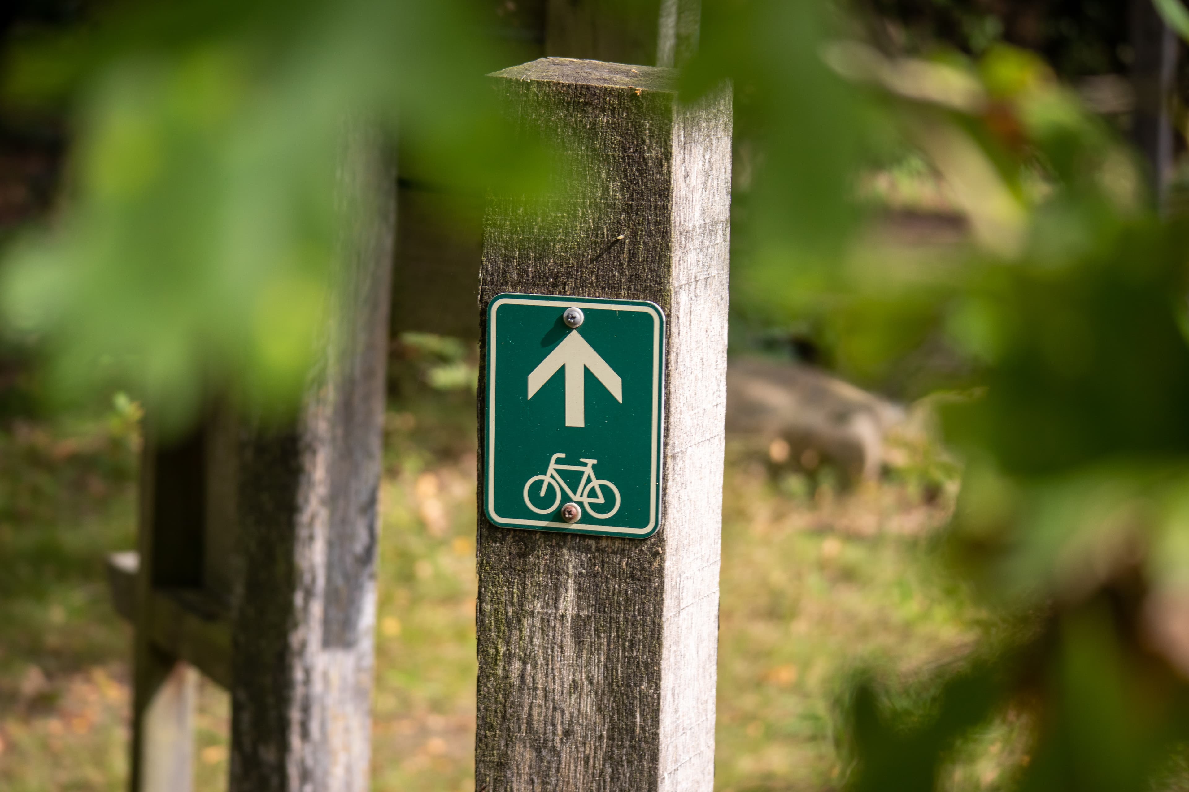 Hinweisschild für Radweg durch die Wehlener Heide