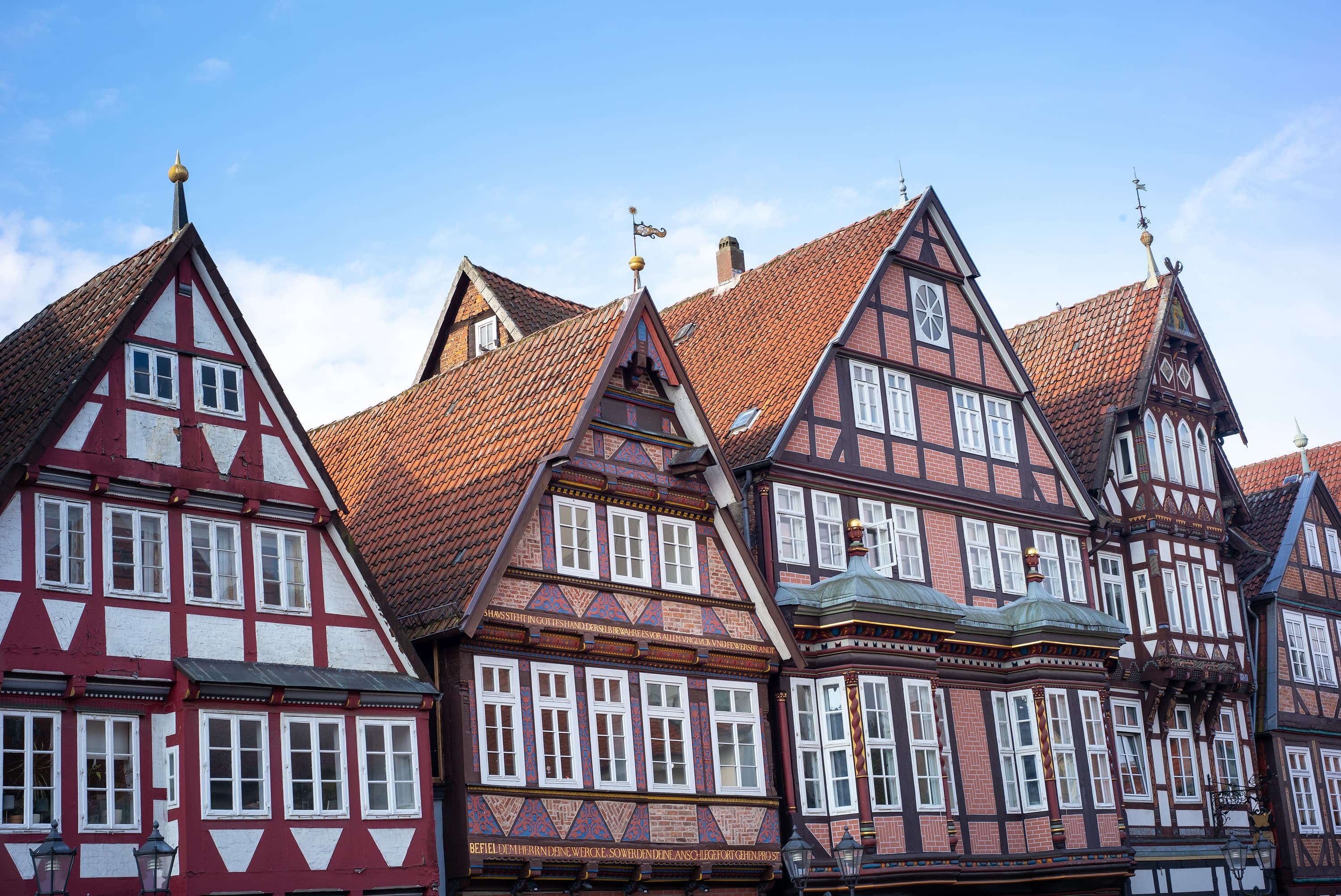 Die bunten Fachwerkgiebel in der Celler Altstadt