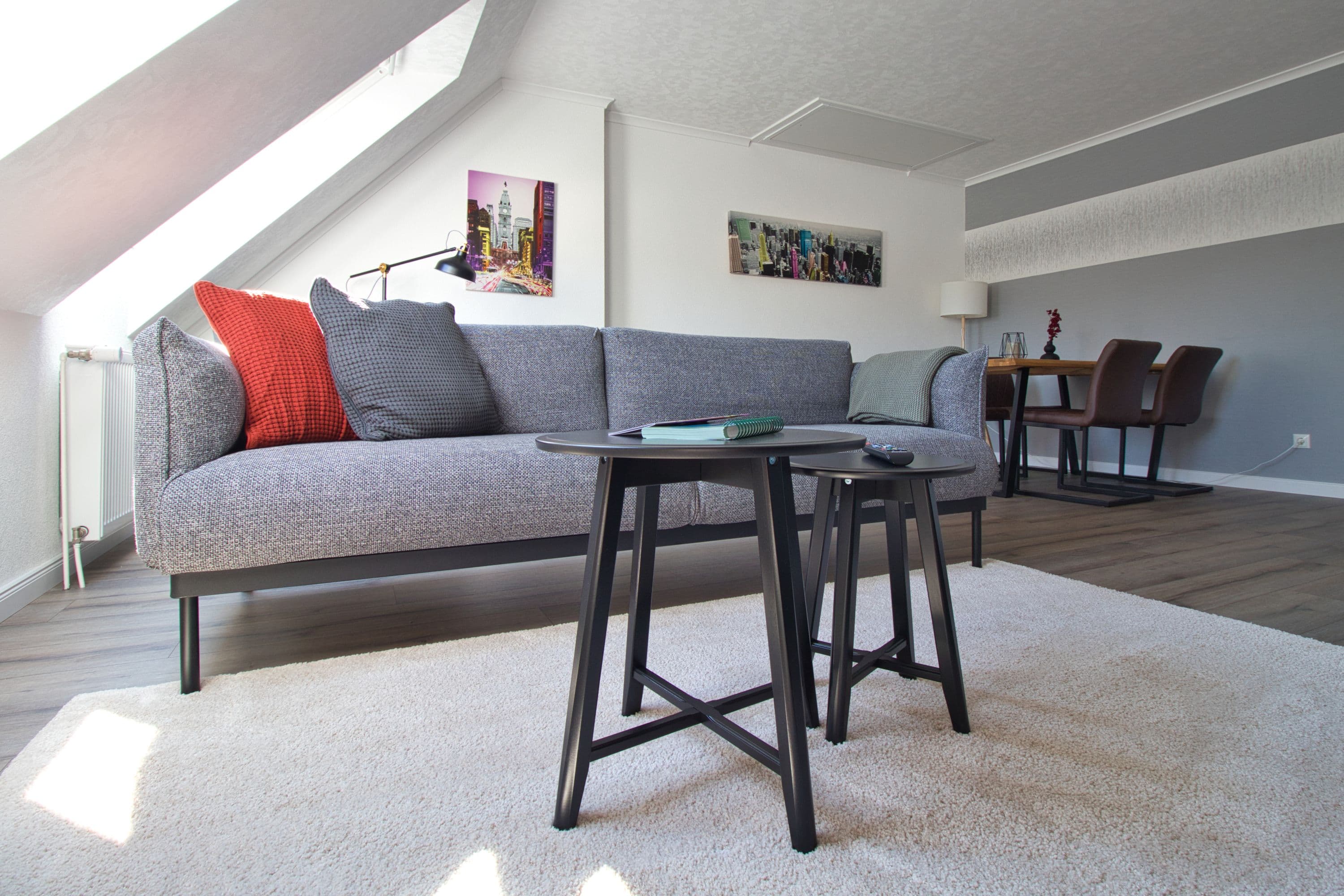 Wohnzimmer in der Ferienwohnung TraumZeit Müden Örtze