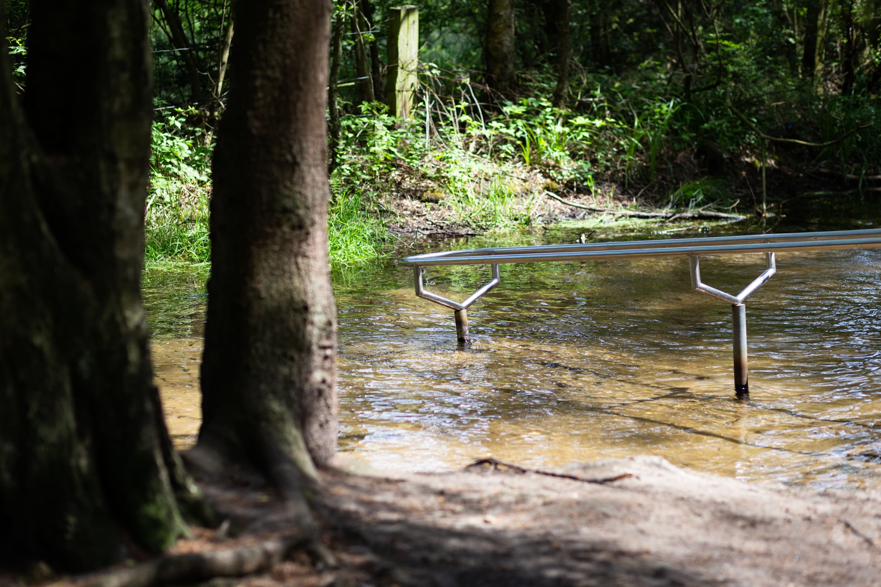 Abkühlung an der Wassertretstelle im Lutterbach in Hermannsburg