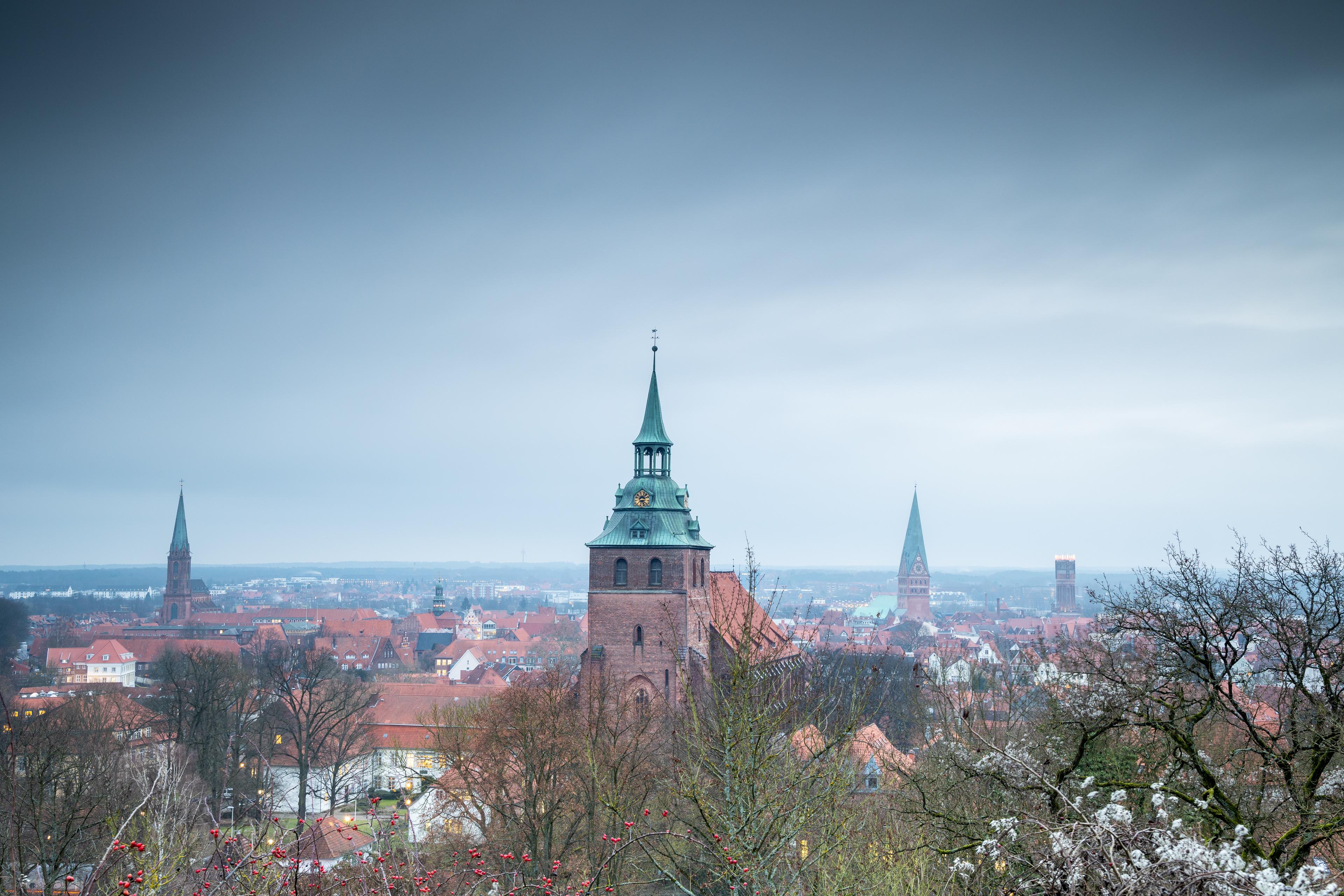 Blick im Winter vom Kalkberg auf Lüneburg