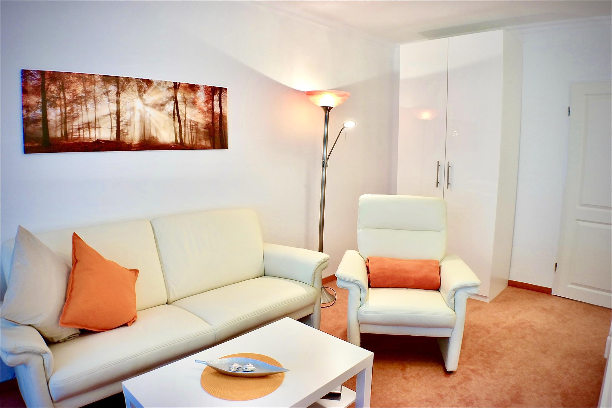 Sofa in dem 1-Zimmer Appartement der Ferienwohnungen Heidelerche