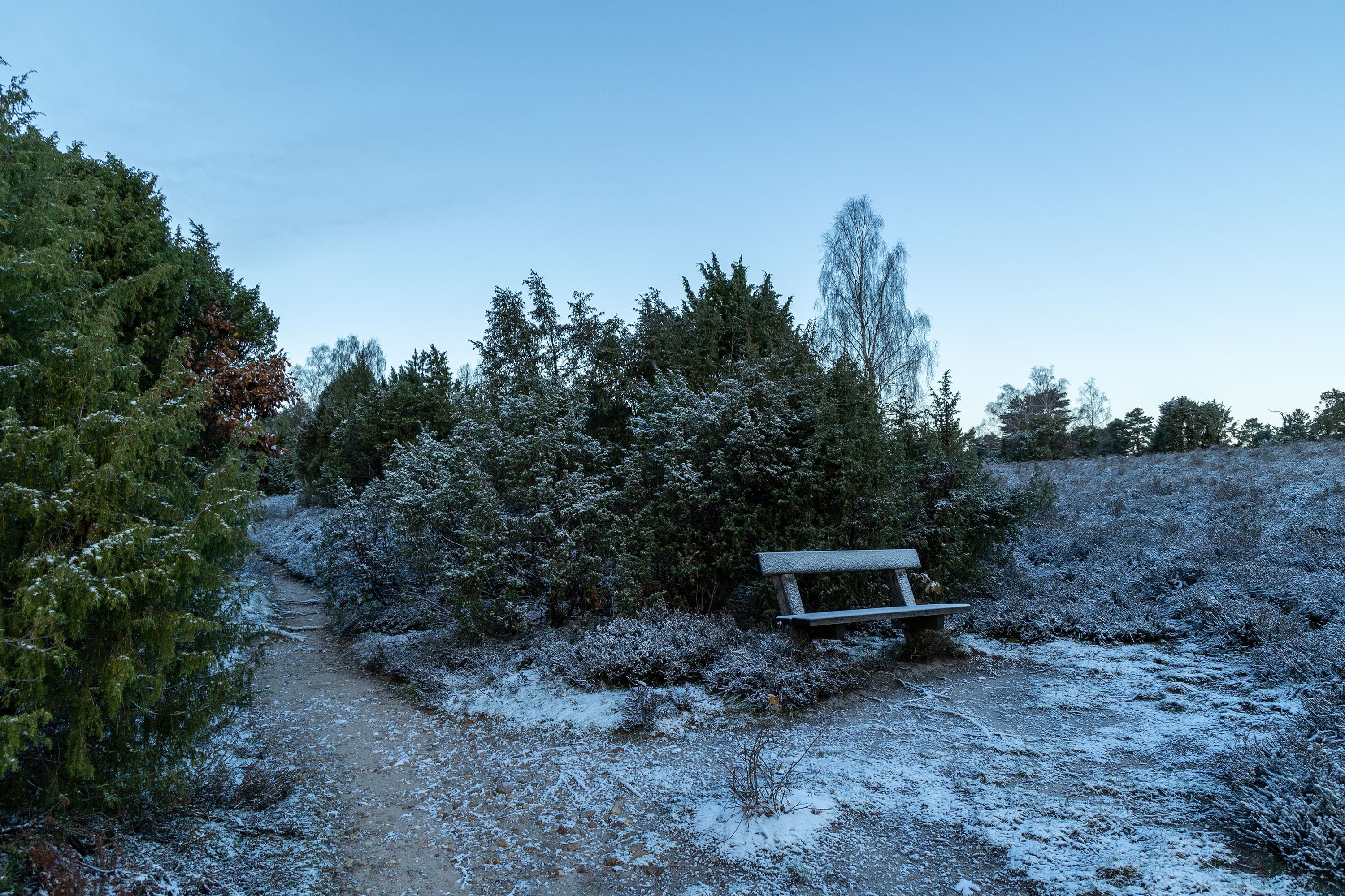 Mueden Wietzer Berg Wandern im Winter bei Frost