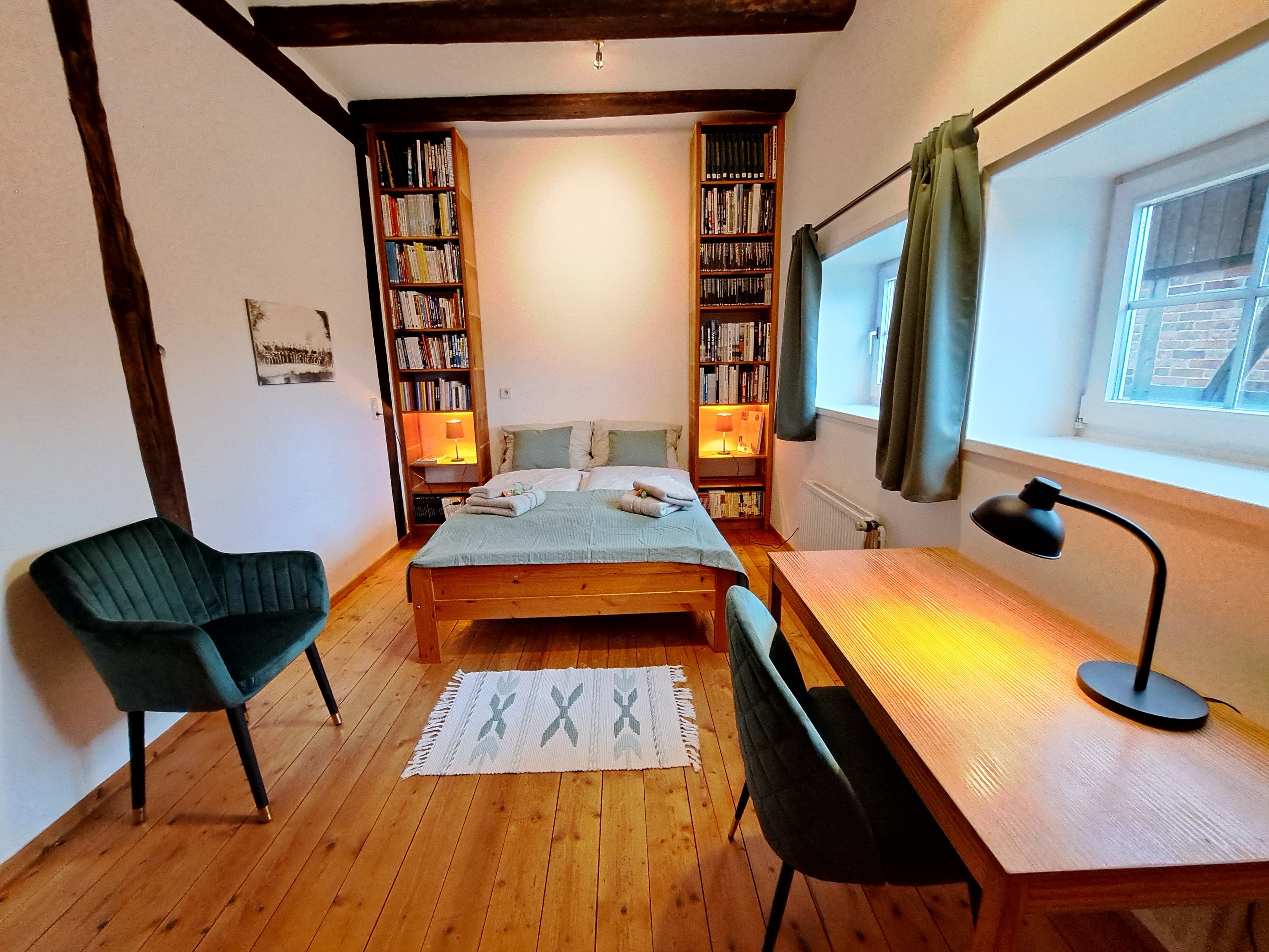 Schlafzimmer Heidjerhaus Ferienwohnung Fachwerkhaus
