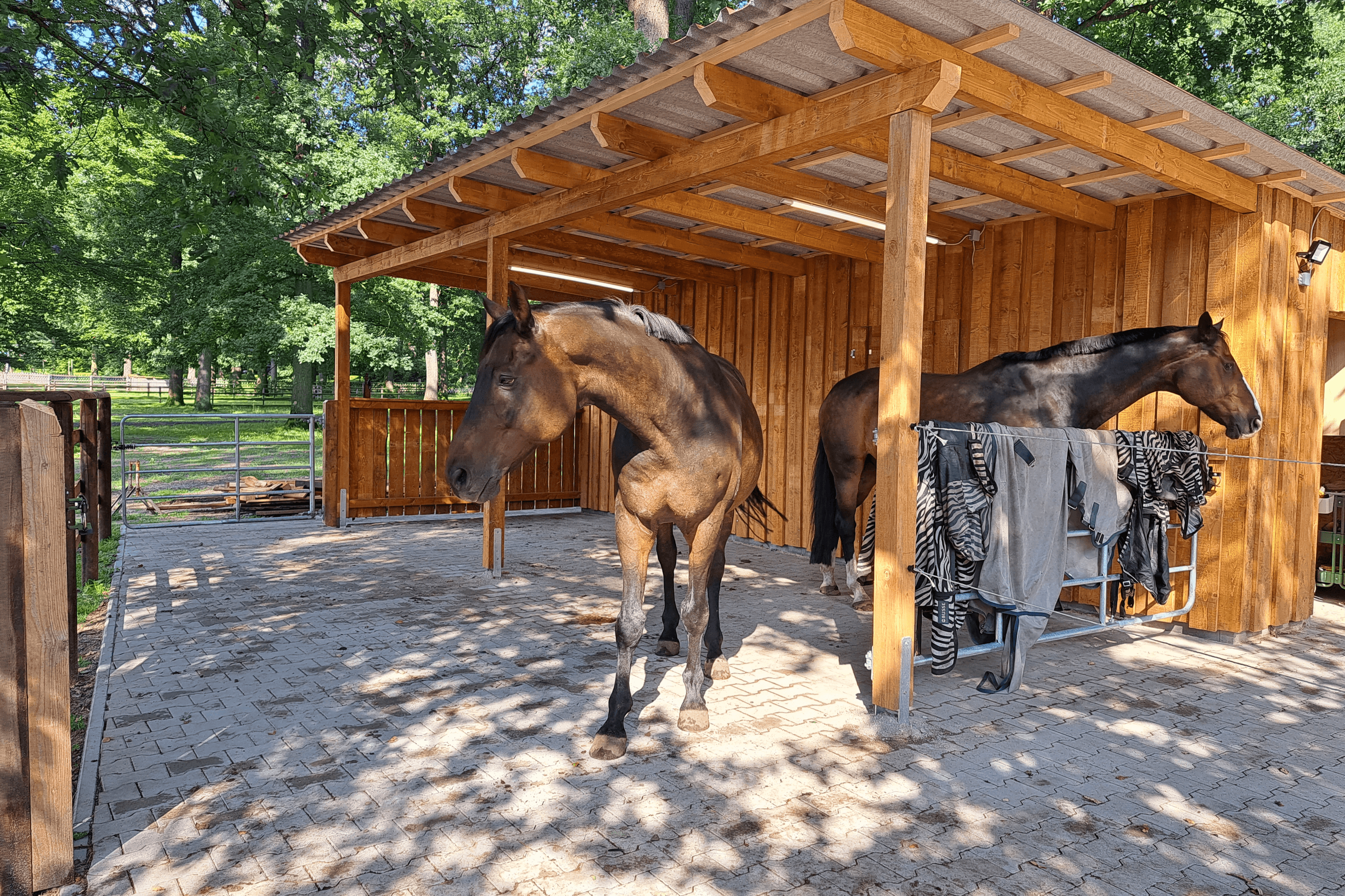 Sattelkammer mit überdachtem Putzplatz auf dem Ferienhof Meyer