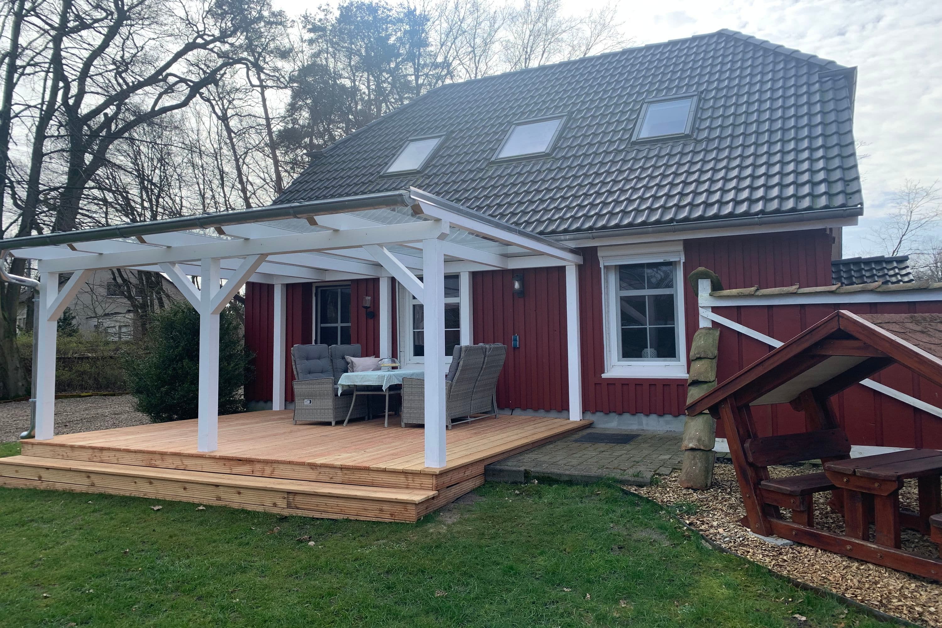 Terrase am Ferienhaus Lütt hus