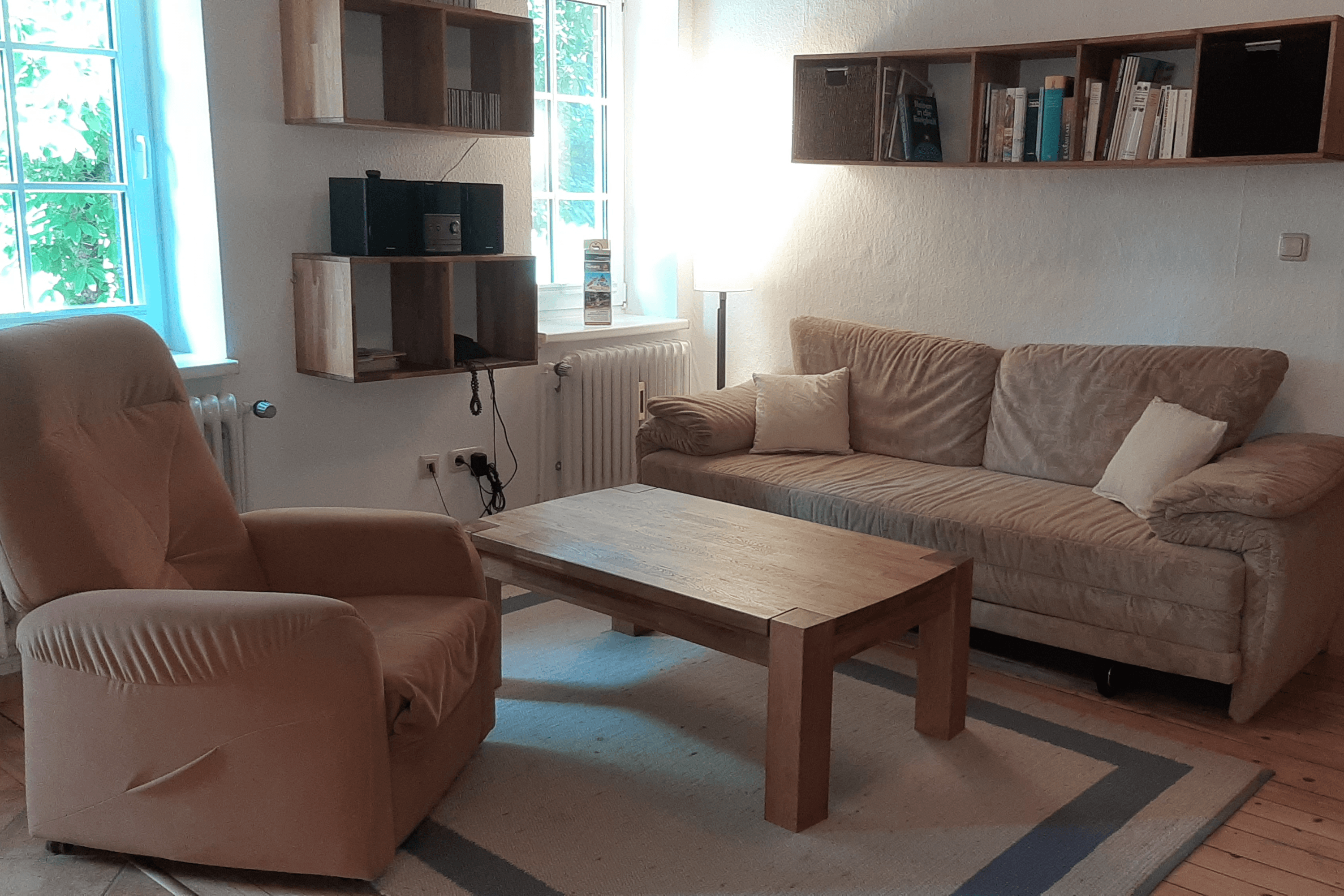 Wohnzimmer in der Ferienwohnung 1 auf dem Schröderhof Unterlüß