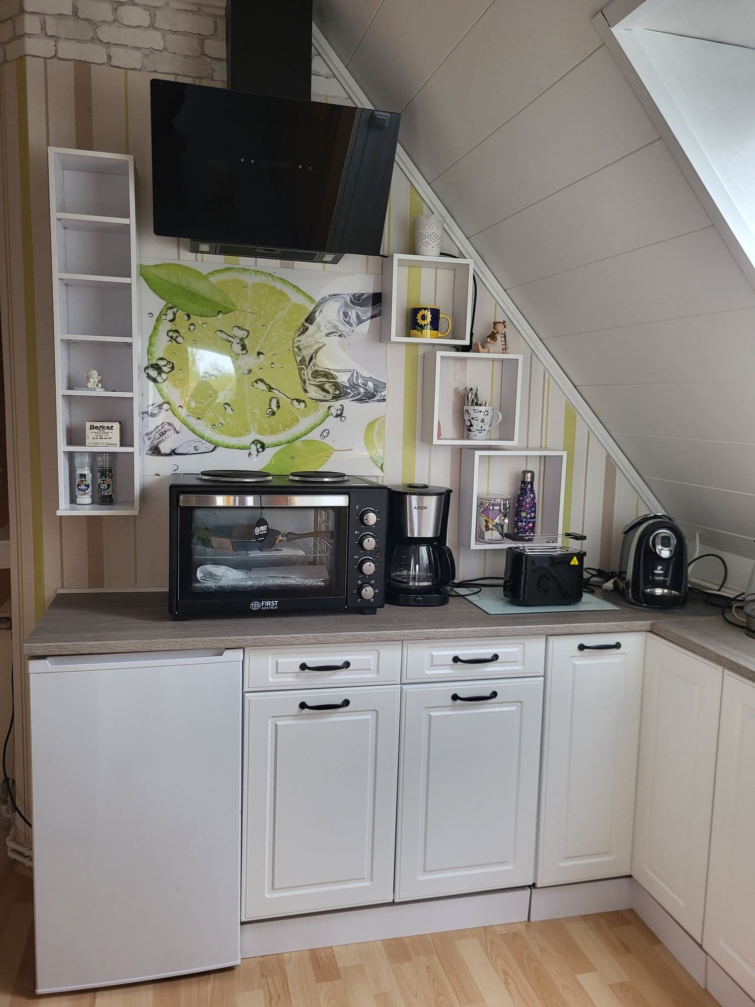 Küche in der Ferienwohnung am Allerbogen