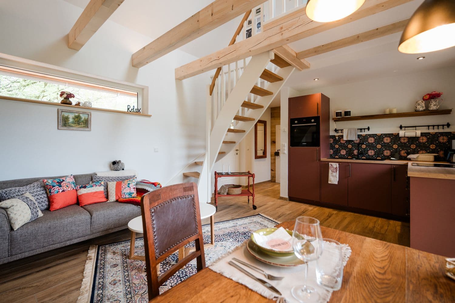 Treppe ins OG im Ferienhaus Oertzespeicher lüneburger heide