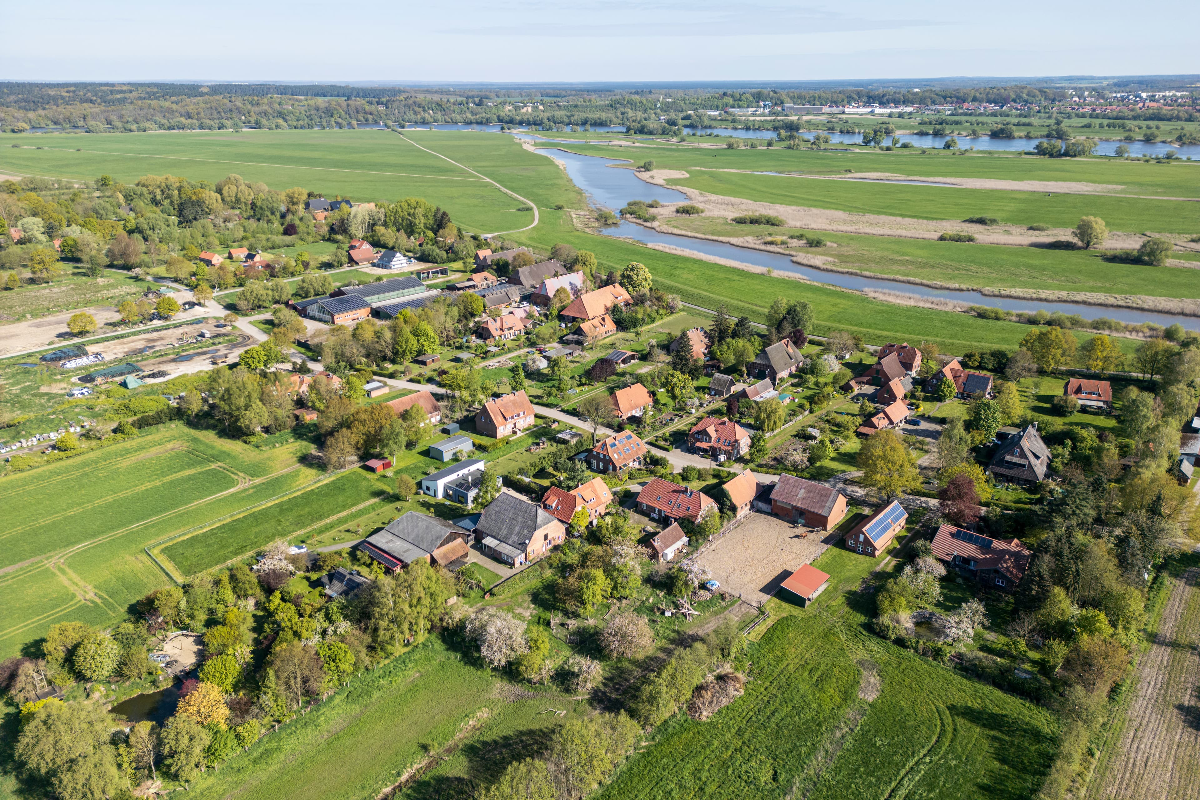 Marschhufendorf Brackede von oben