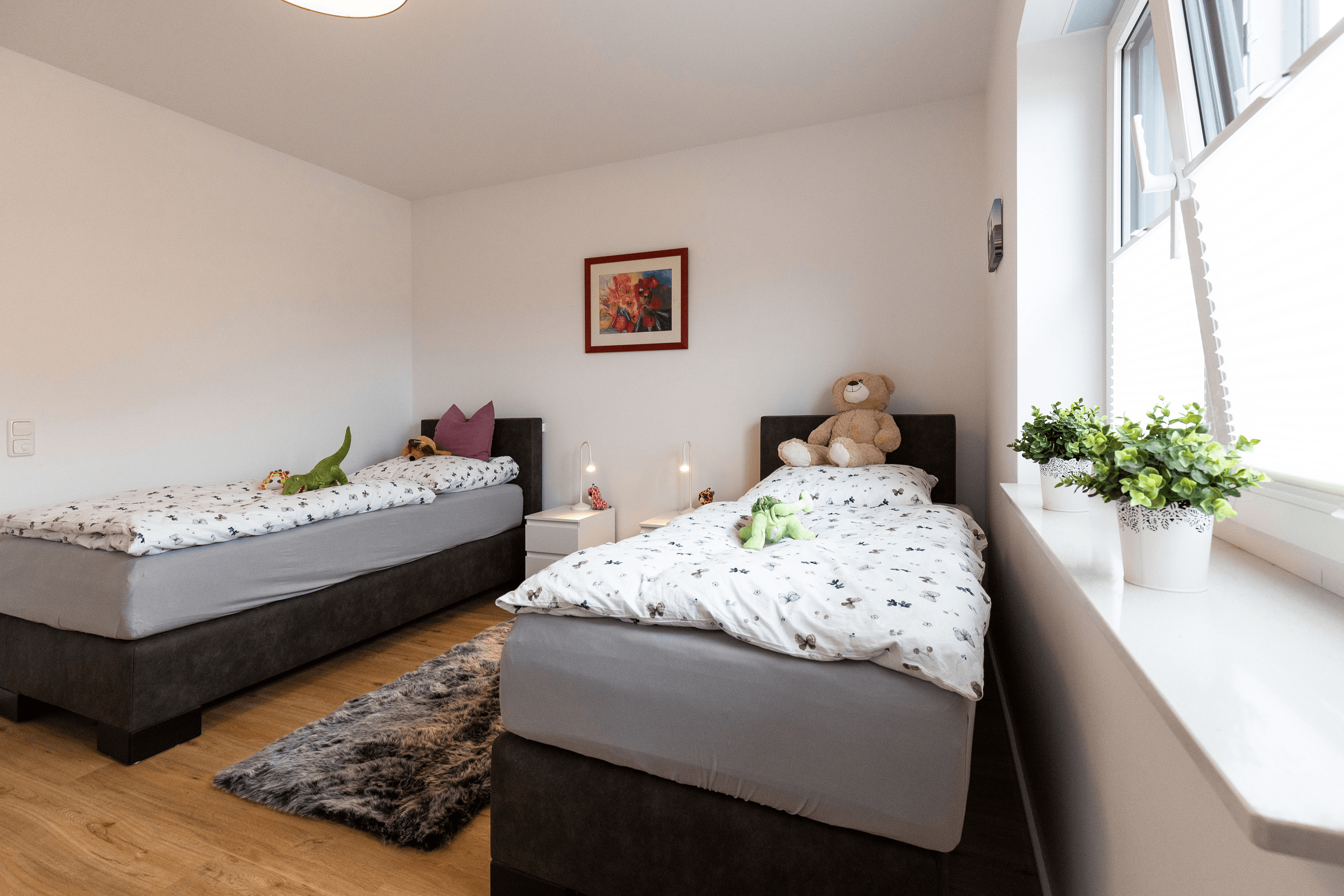 schlafzimmer drei im ferienhaus wiesenblume in der lüneburger heide