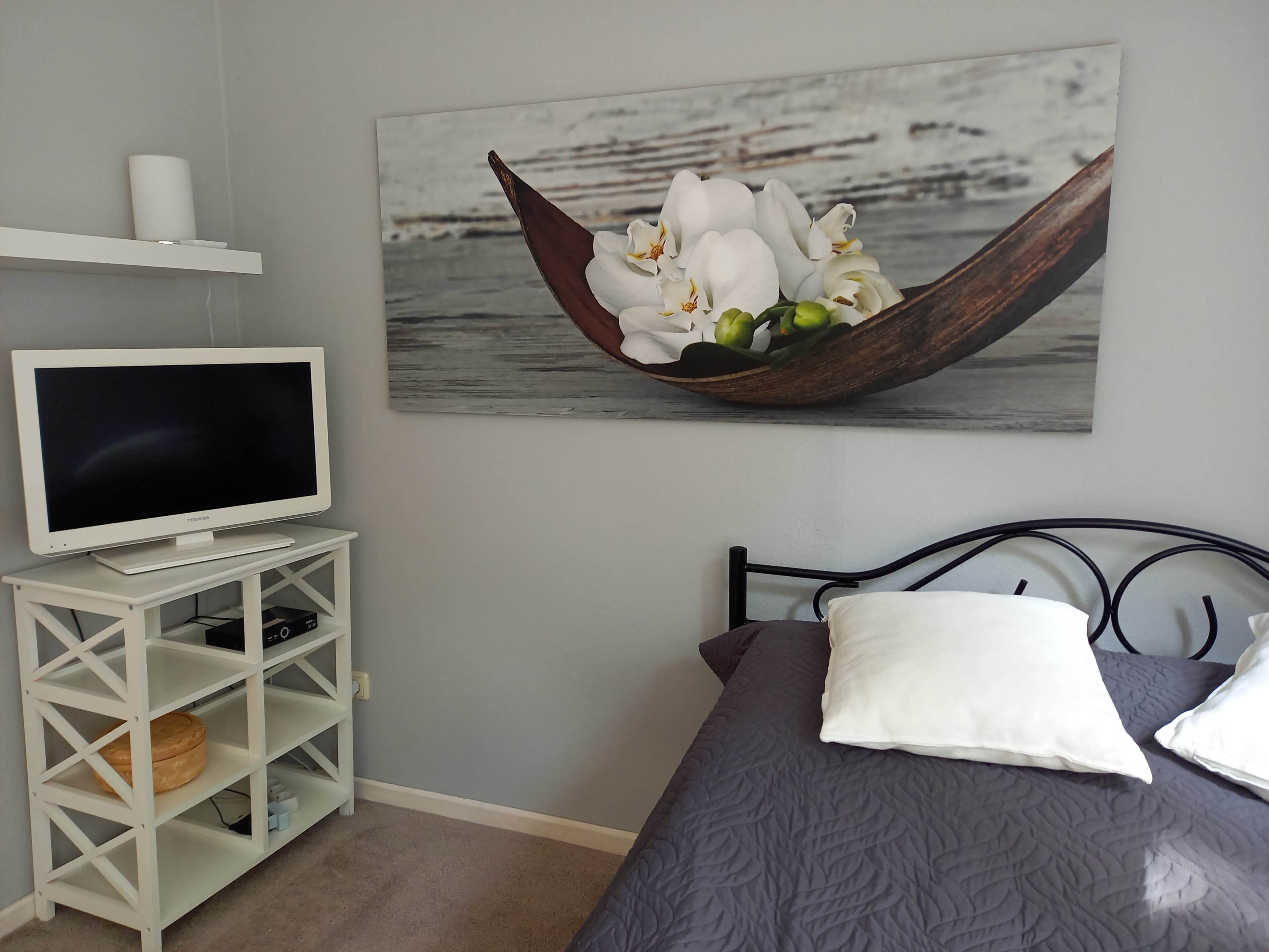 Schlafzimmer in der Ferienwohnung Backebergsmühle bei Hermannsburg