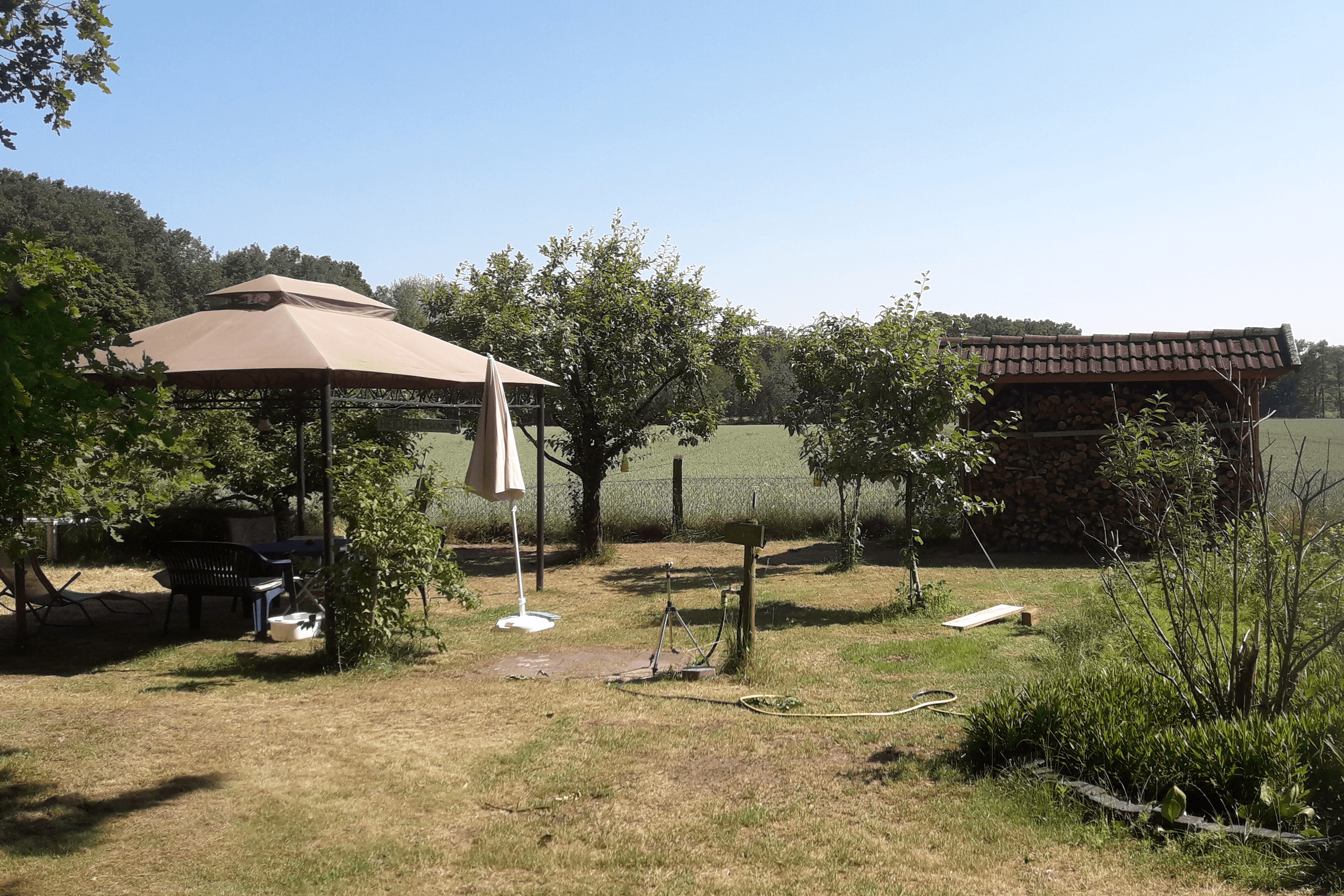 Garten in der Ferienwohnung Backebergsmühle bei Hermannsburg