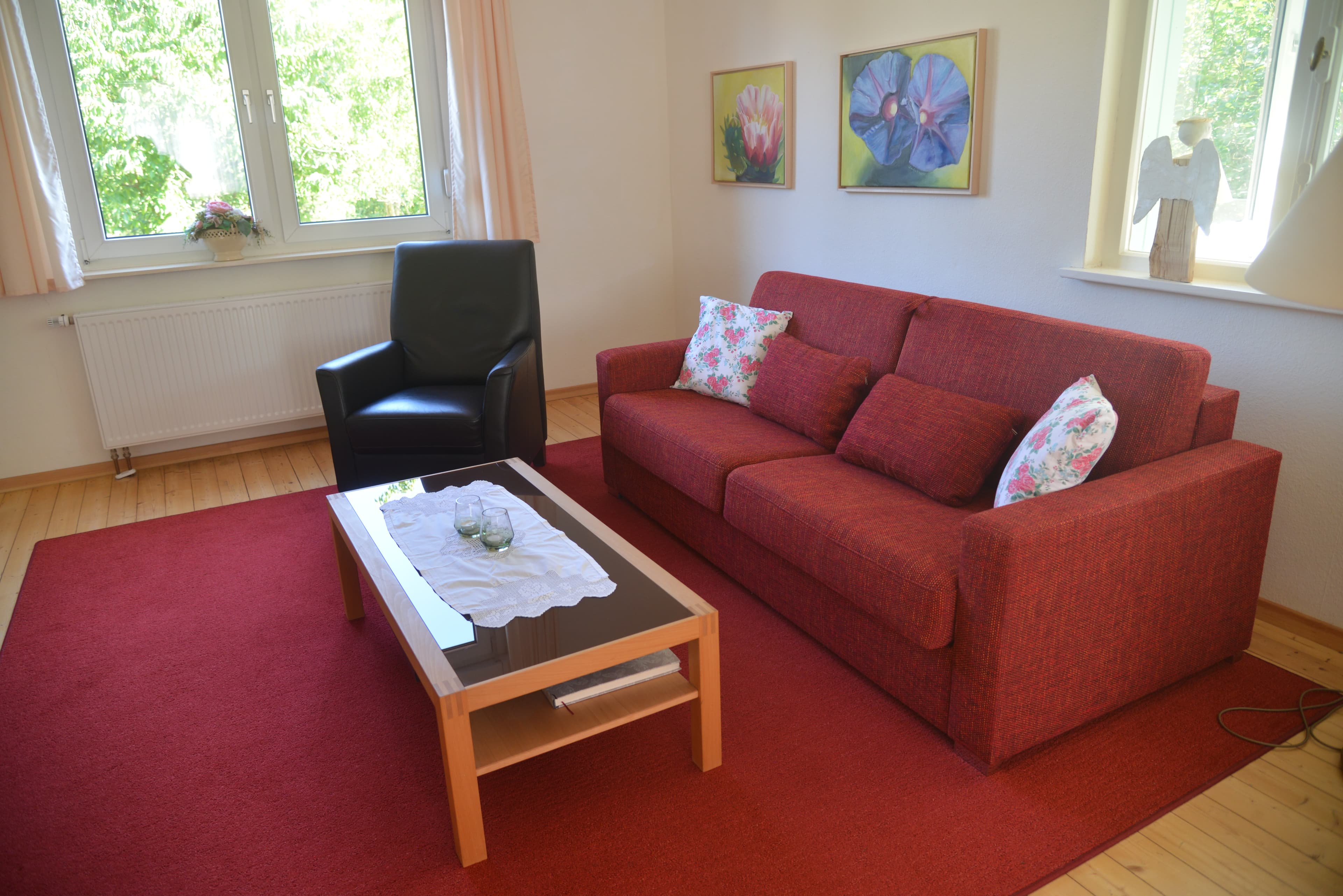 Wohnzimmer in der Wohnung 1 Appartements am Rosengarten