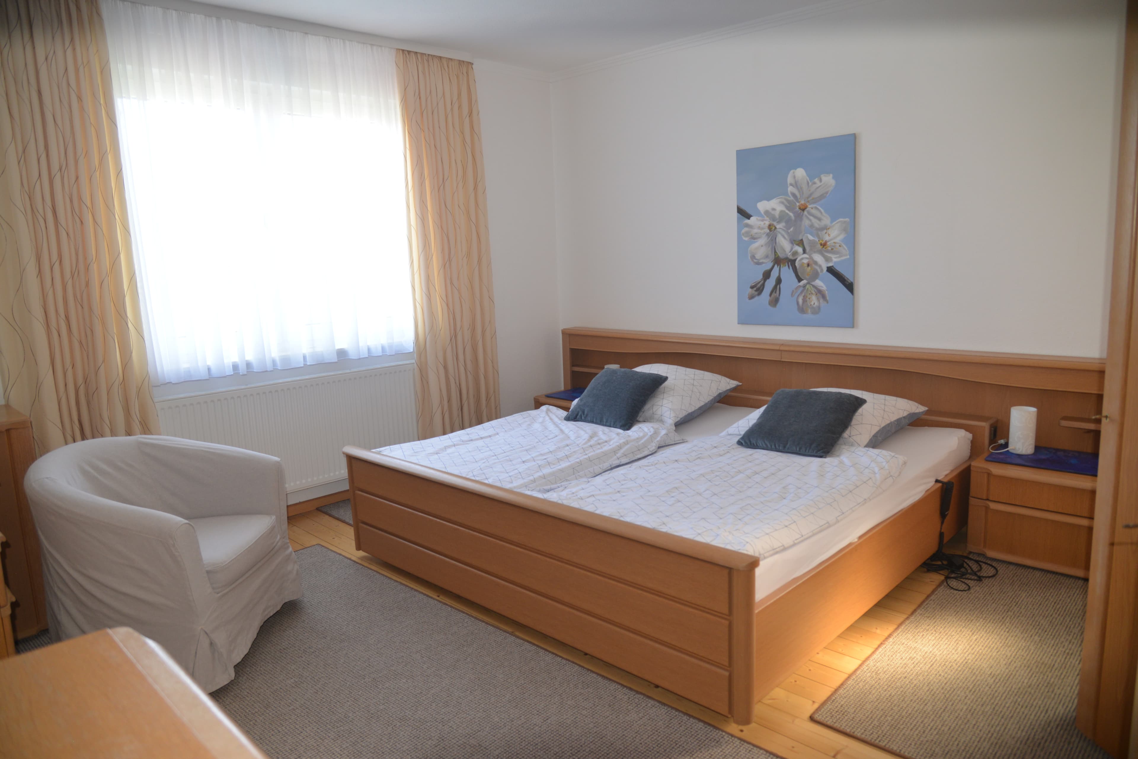 Schlafzimmer in der Wohnung 2 Appartements am Rosengarten