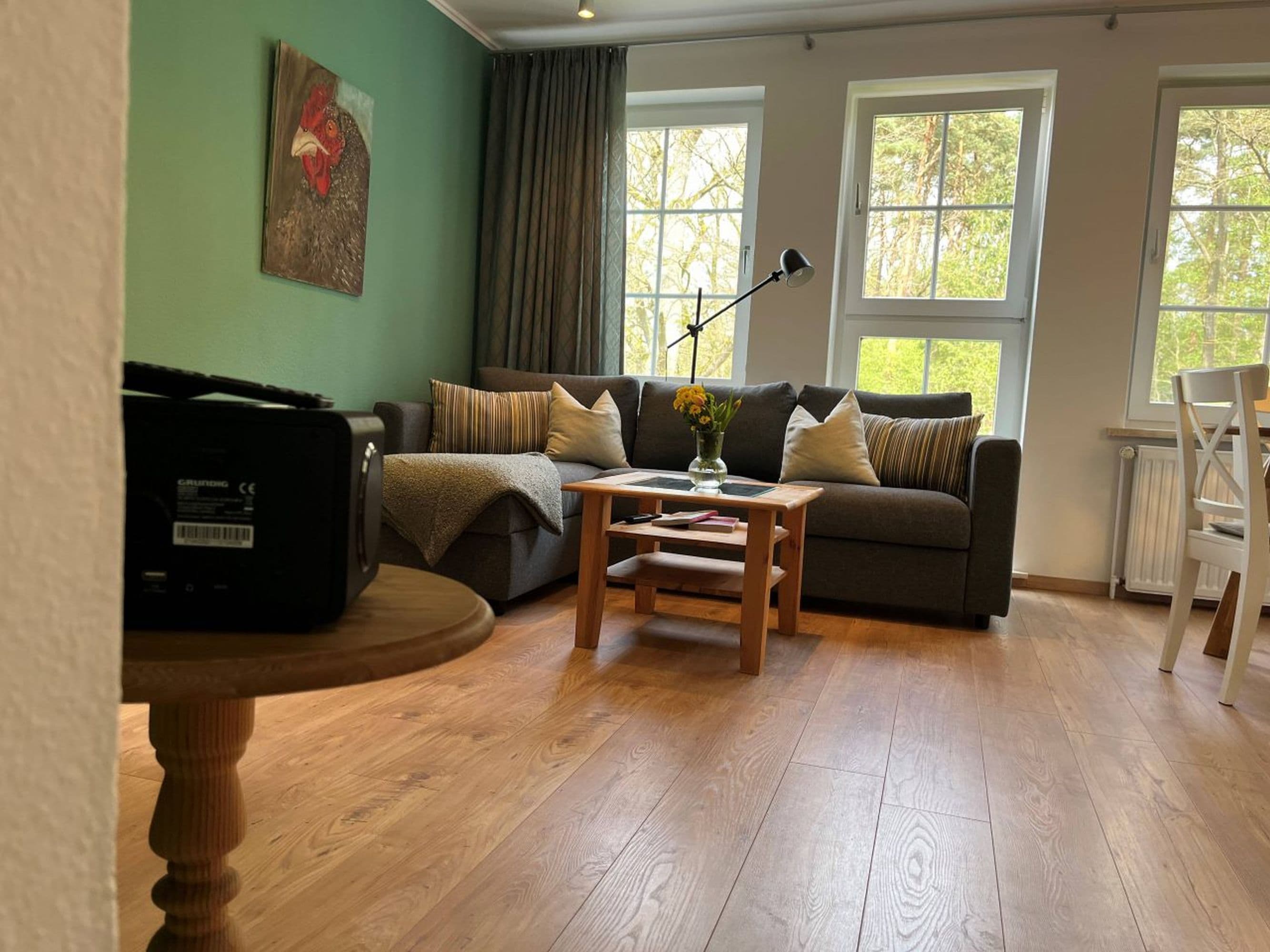 Wohnzimmer in der Ferienwohnung Hasenwinkel auf dem Ferienhof Stegen in Wietzendorf