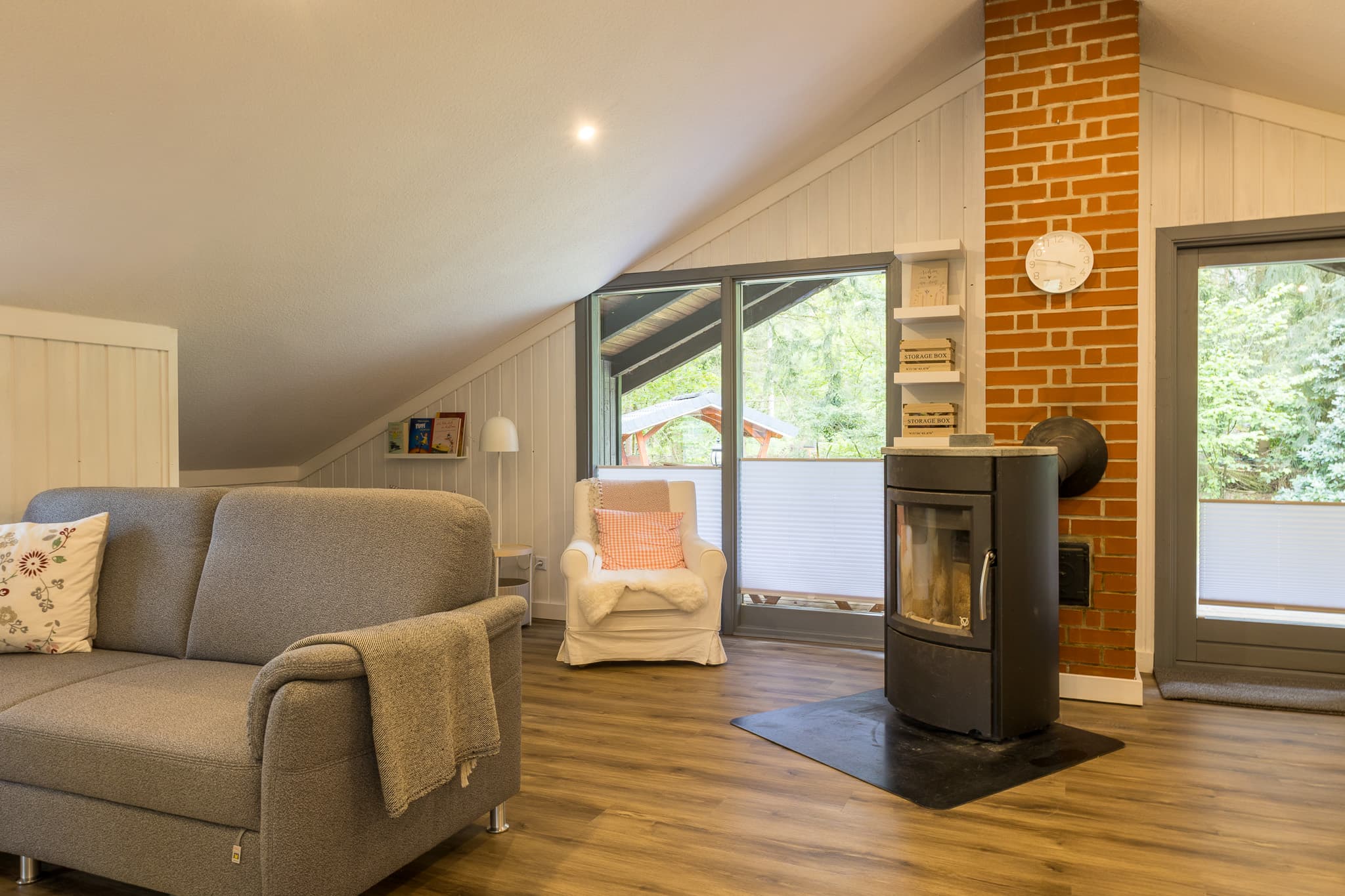 Wohnzimmer im Ferienhaus Trä Hus