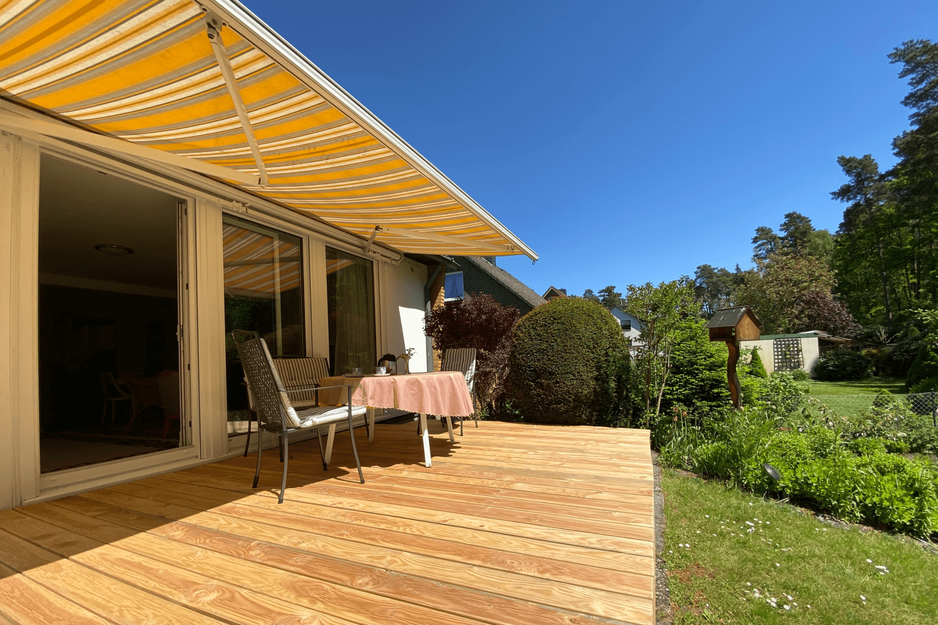Terrasse der Ferienwohnung Heide-Tukkul in Hermannsburg