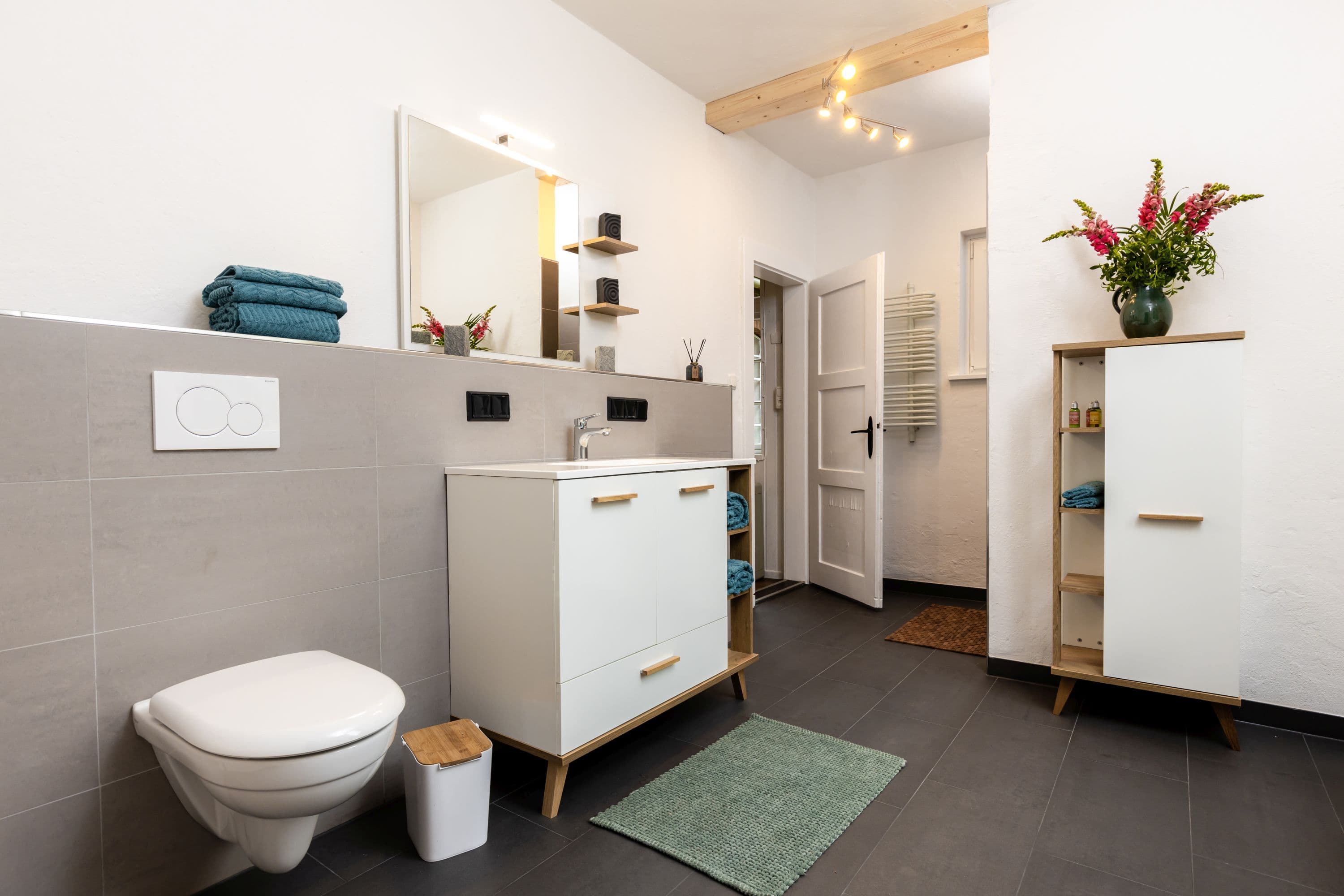 Badezimmer in dem Ferienhaus Heidschnuckenhof Niederohe