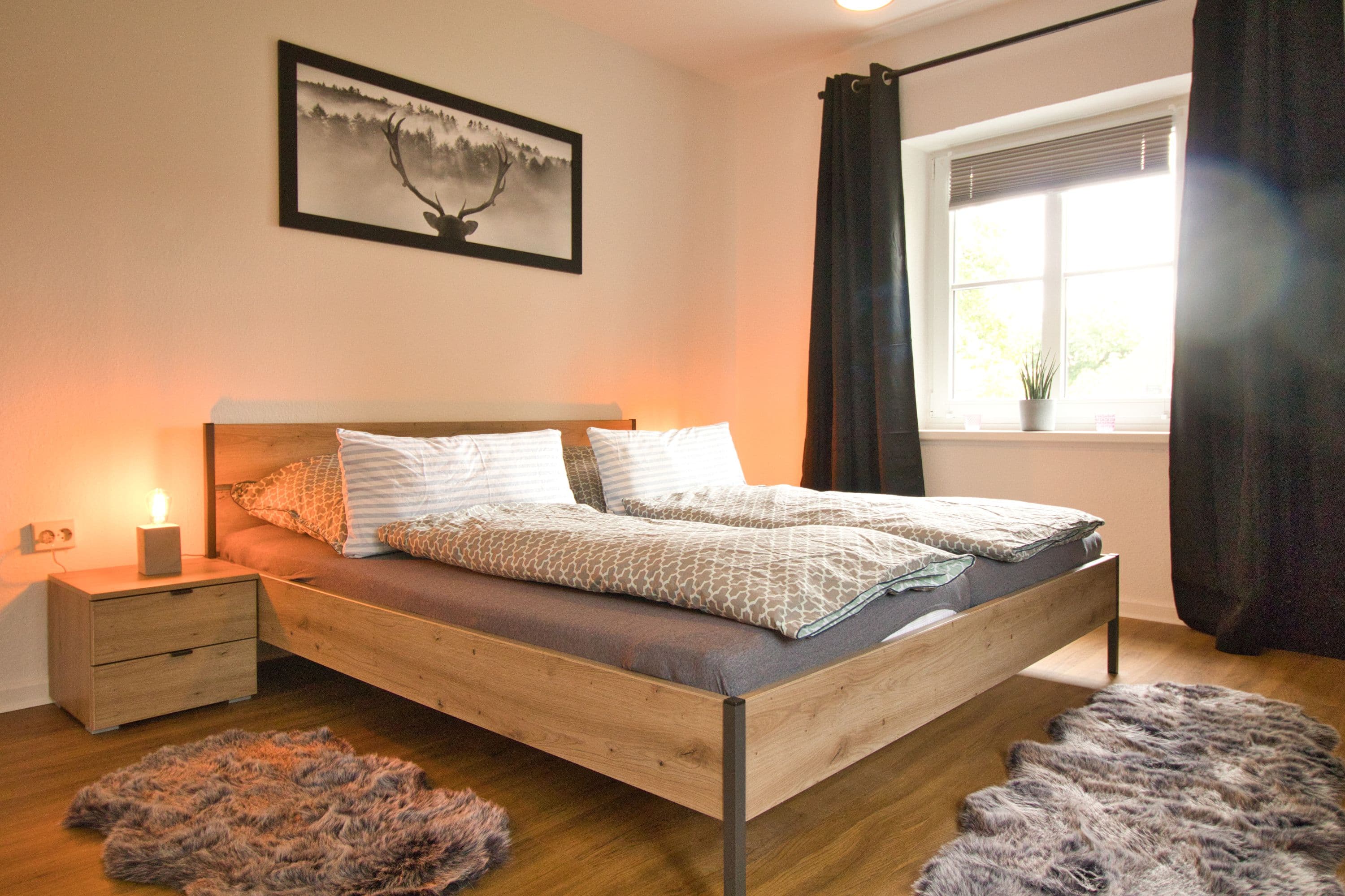 Schlafzimmer in dem Ferienhaus Haas am Heidschnuckenweg Faßberg