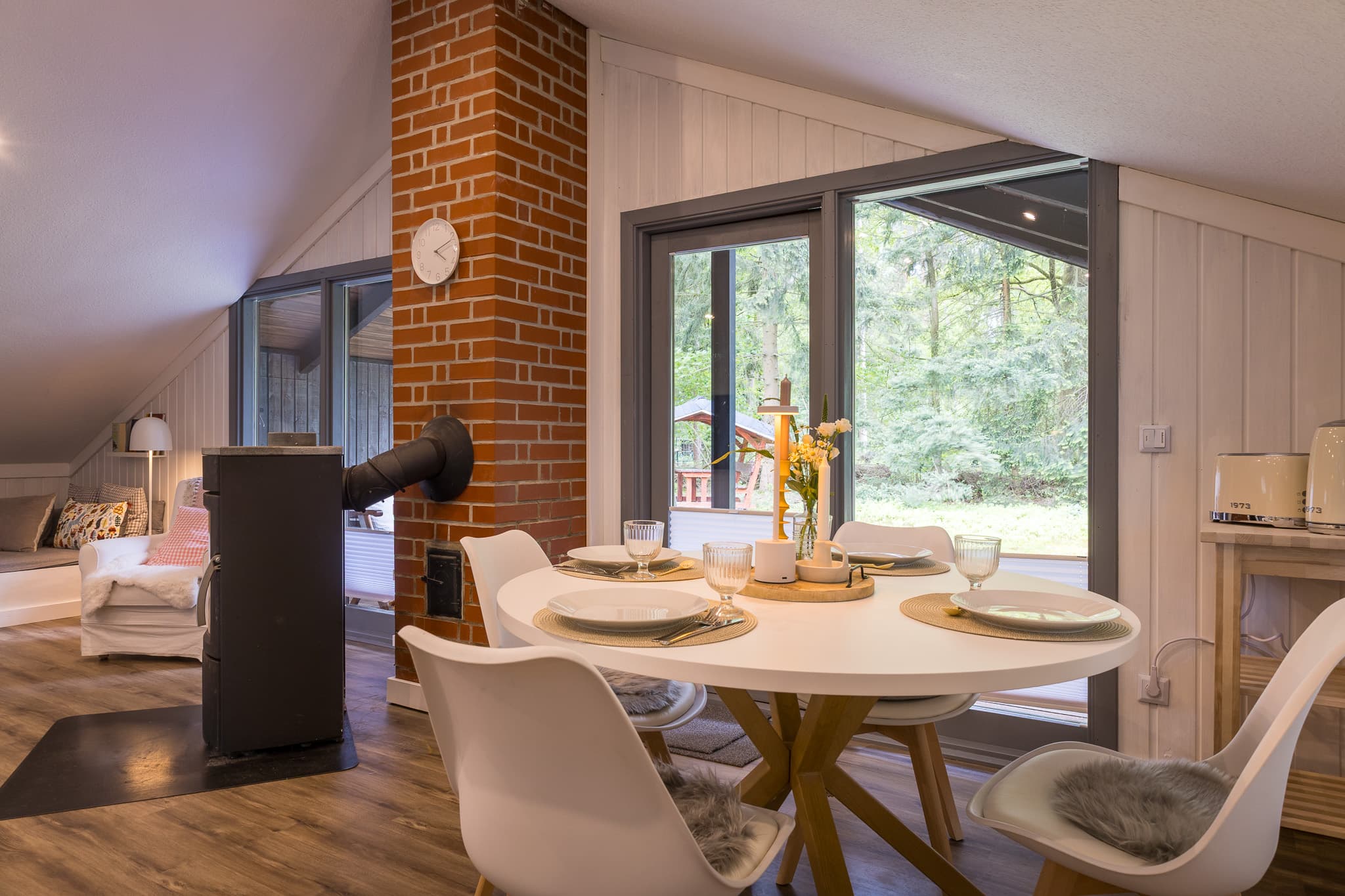 Wohnzimmer im Ferienhaus Trä Hus