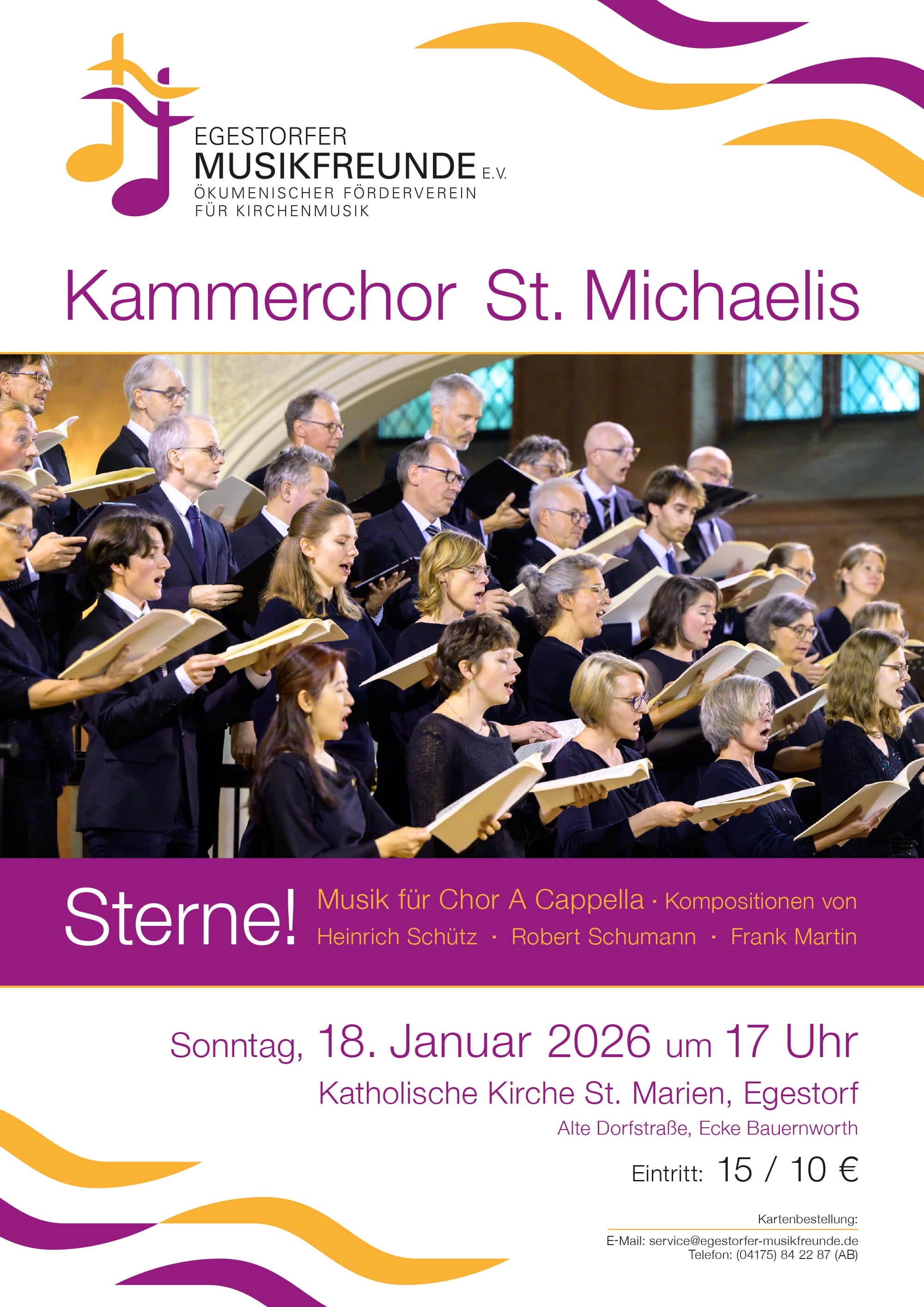 Chor singt in Kirche A Cappella‑Musik von Schütz, Schumann und Martin beim Konzert in Egestorf 2026
