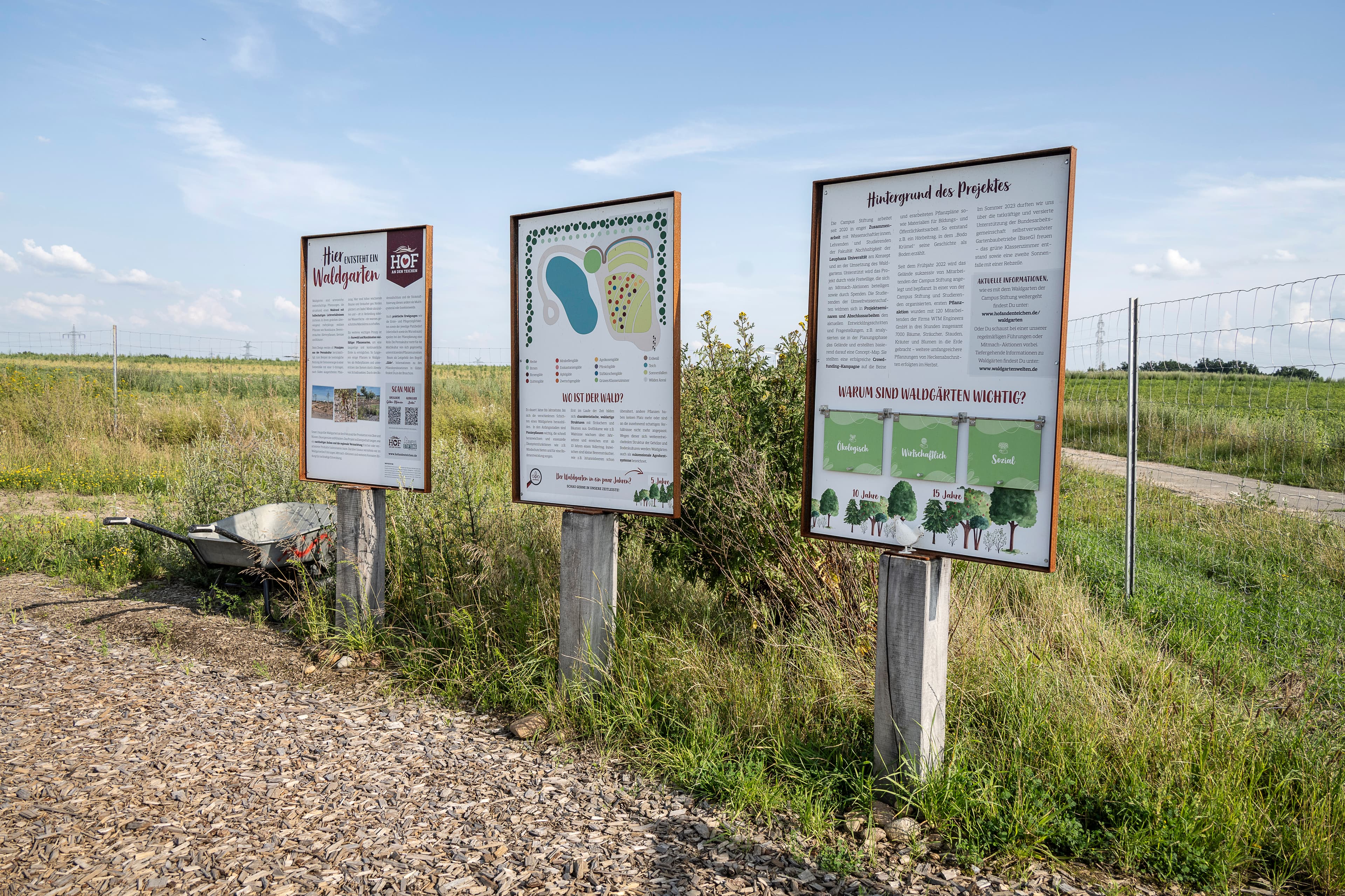 Hof an den Teichen, Infotafeln im Waldgarten
