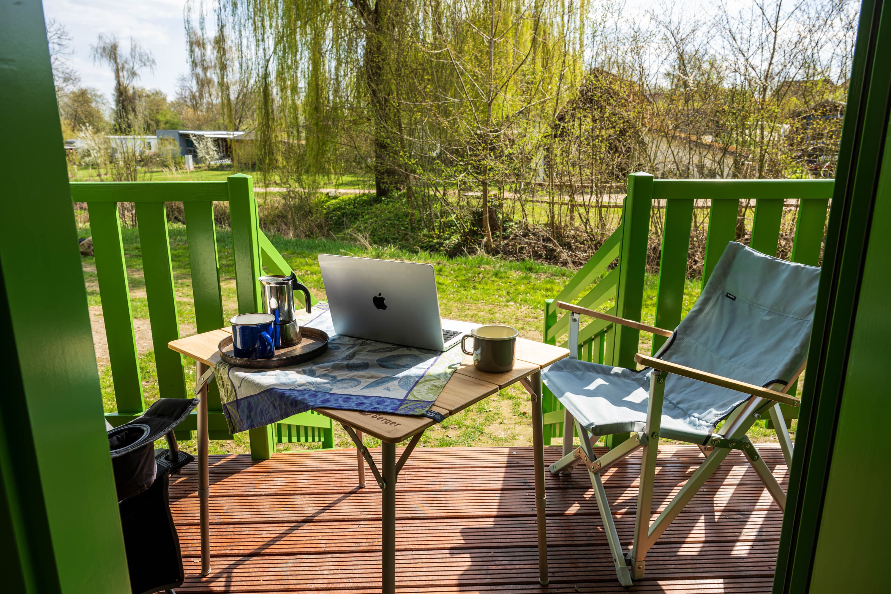 Uhlenköper Camp Terrasse des Zirkuswagens