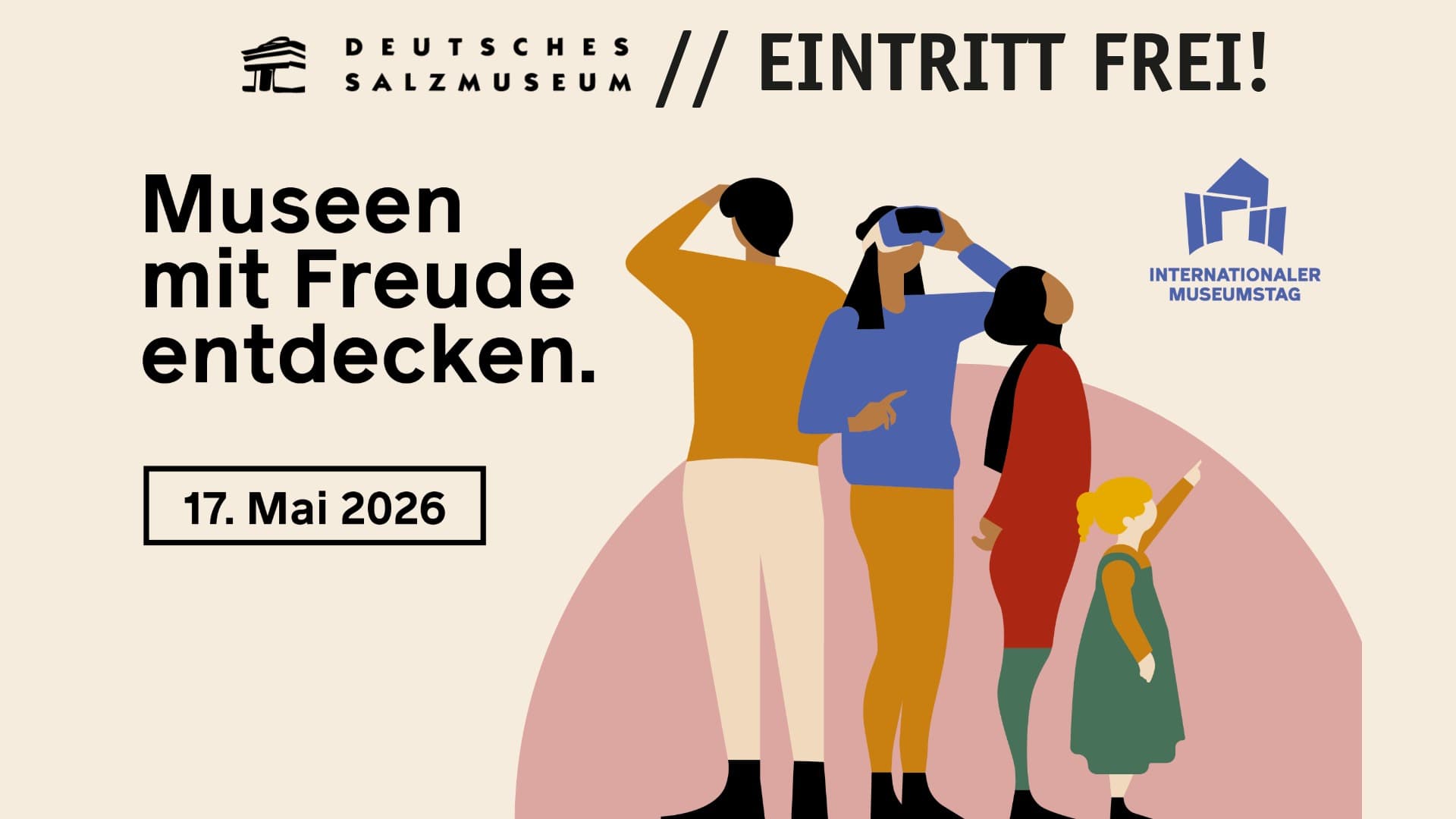 Illustration zum internationalen Museumstag mit verschiedenen Besucher*innen