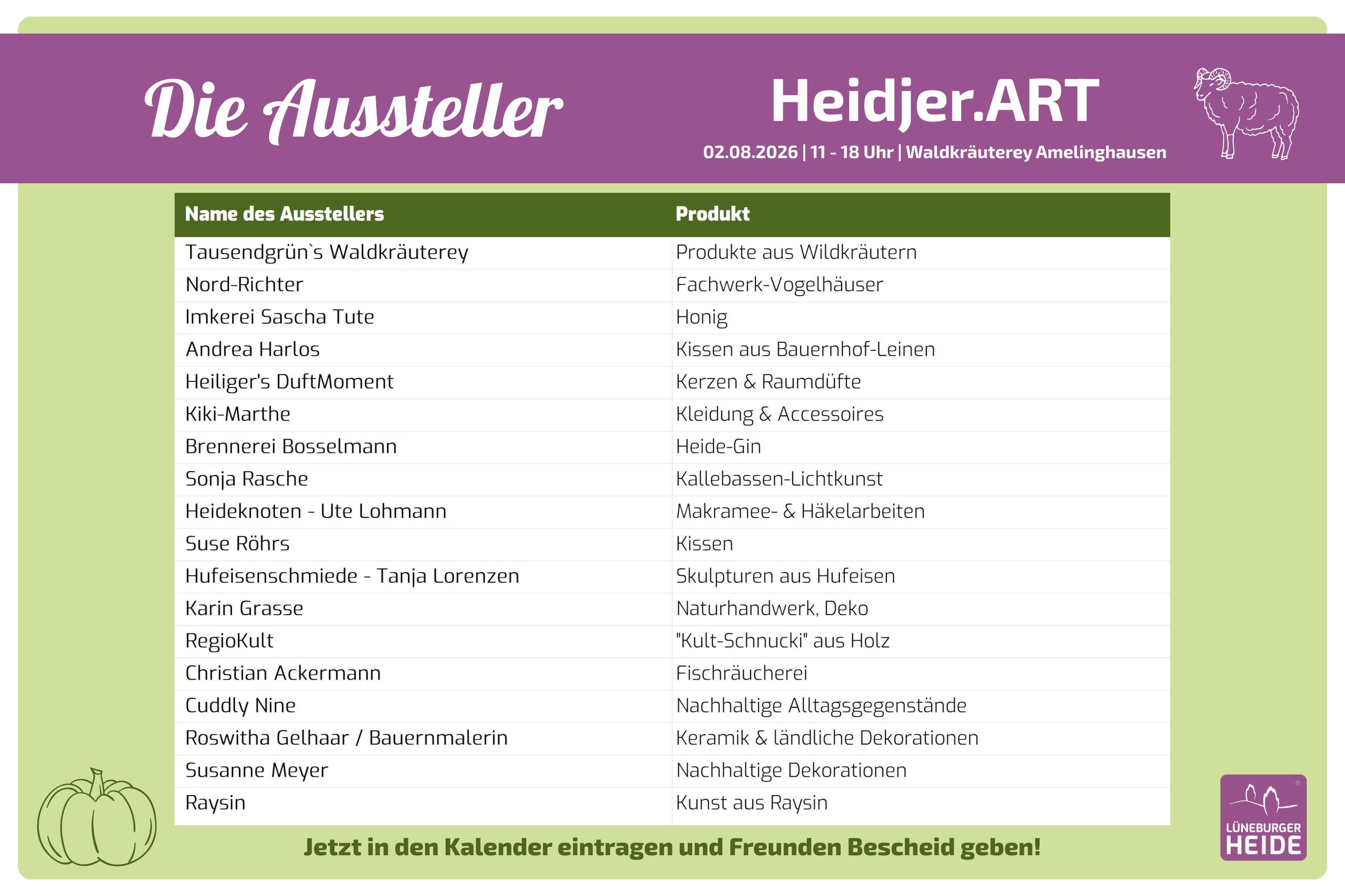 Heidjer.ART 2026: Die Aussteller