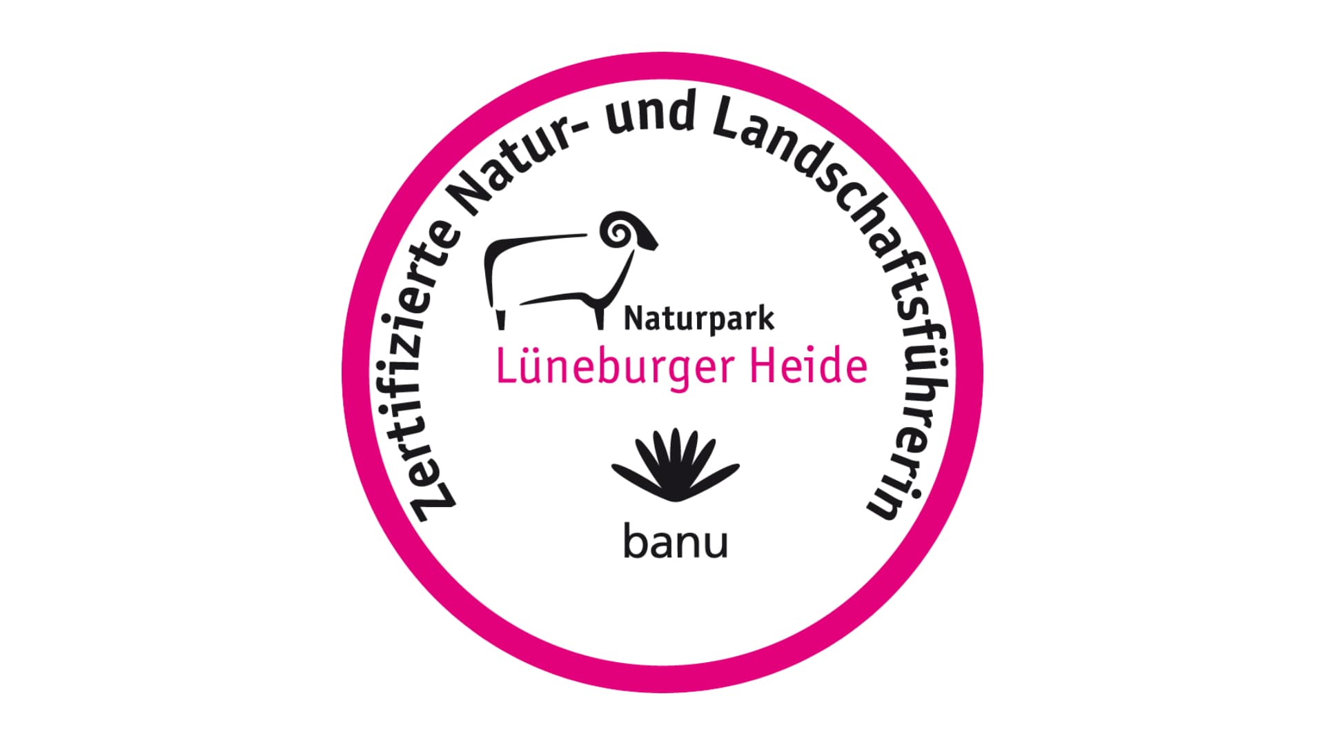 Rundes Logo der zertifizierten Natur- und Landschaftsführerin im Naturpark Lüneburger Heide.