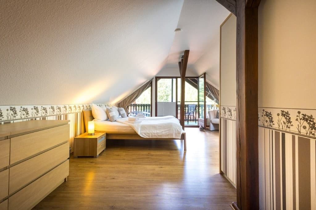 Ferienwohnung Constabel Schlafzimmer 1 oben in Wieckenberg