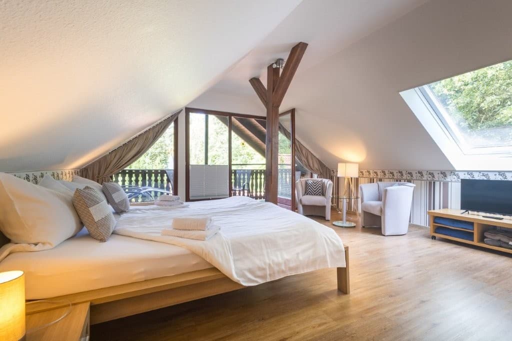 Ferienwohnung Constabel Schlafzimmer 1 mit Aussicht in Wieckenberg