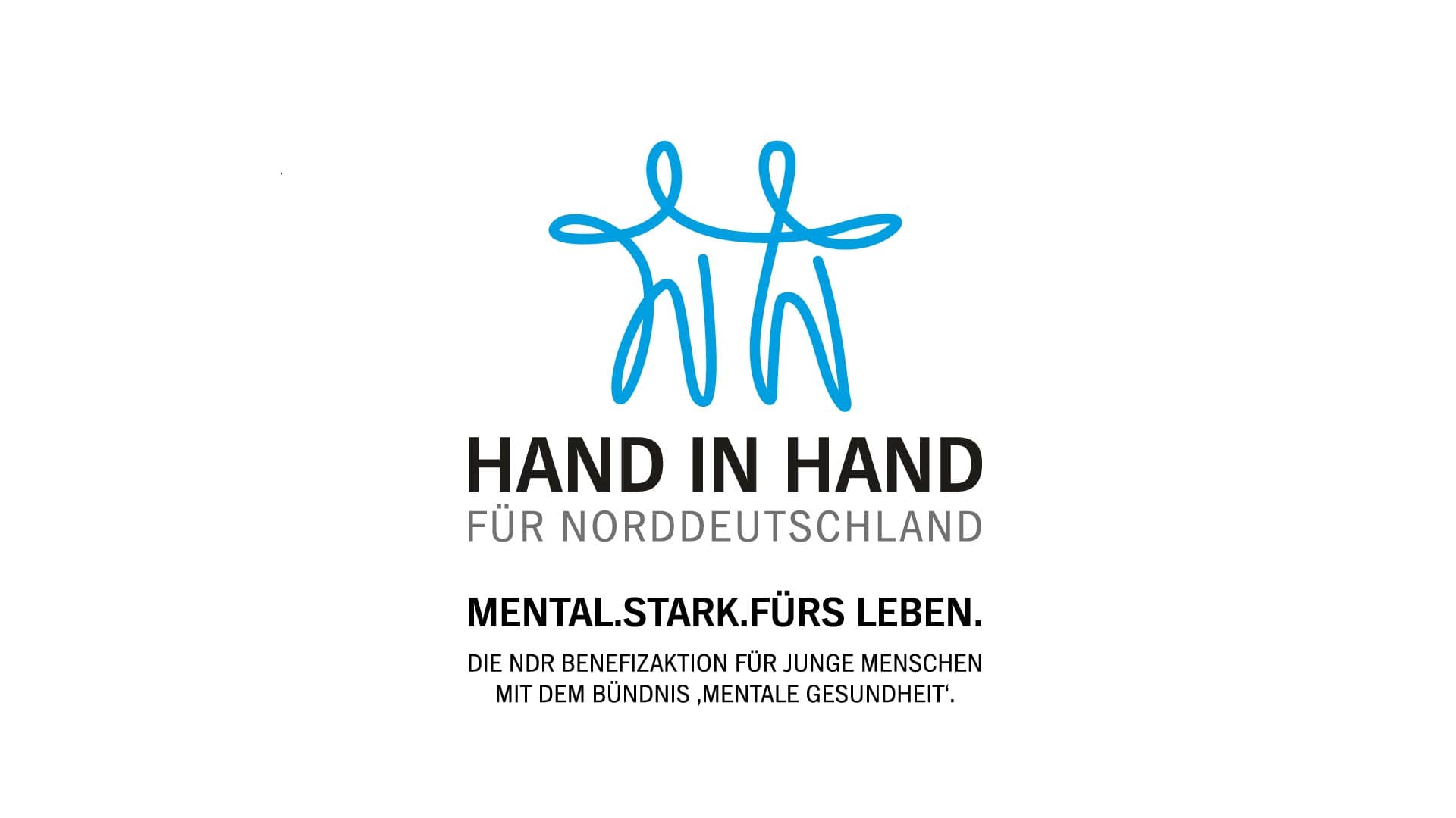 Logo „Hand in Hand für Norddeutschland“ mit blauem Symbol und Claim zur mentalen Gesundheit.