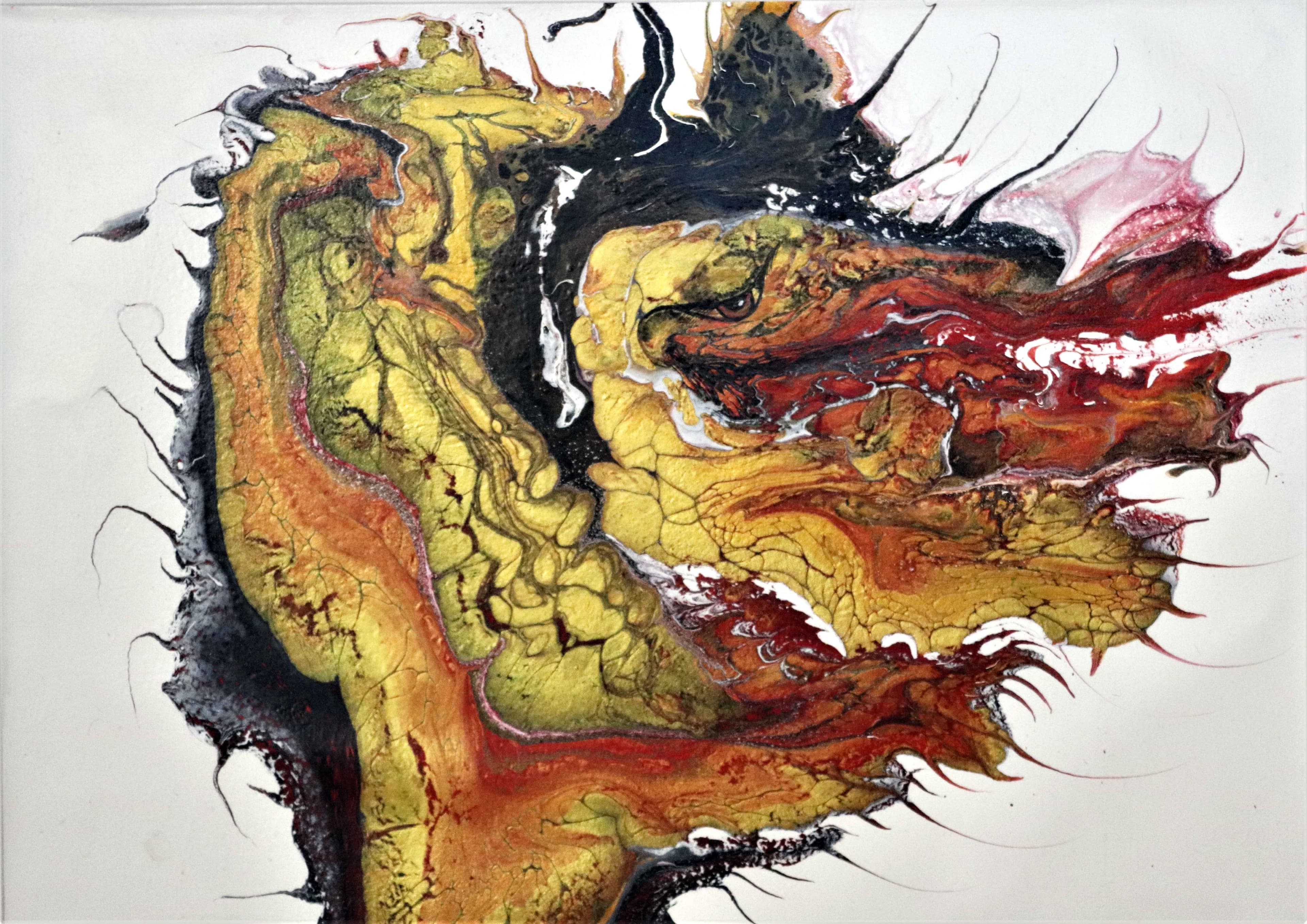 Fluid Art Darstellung eines chinesischen Drachens