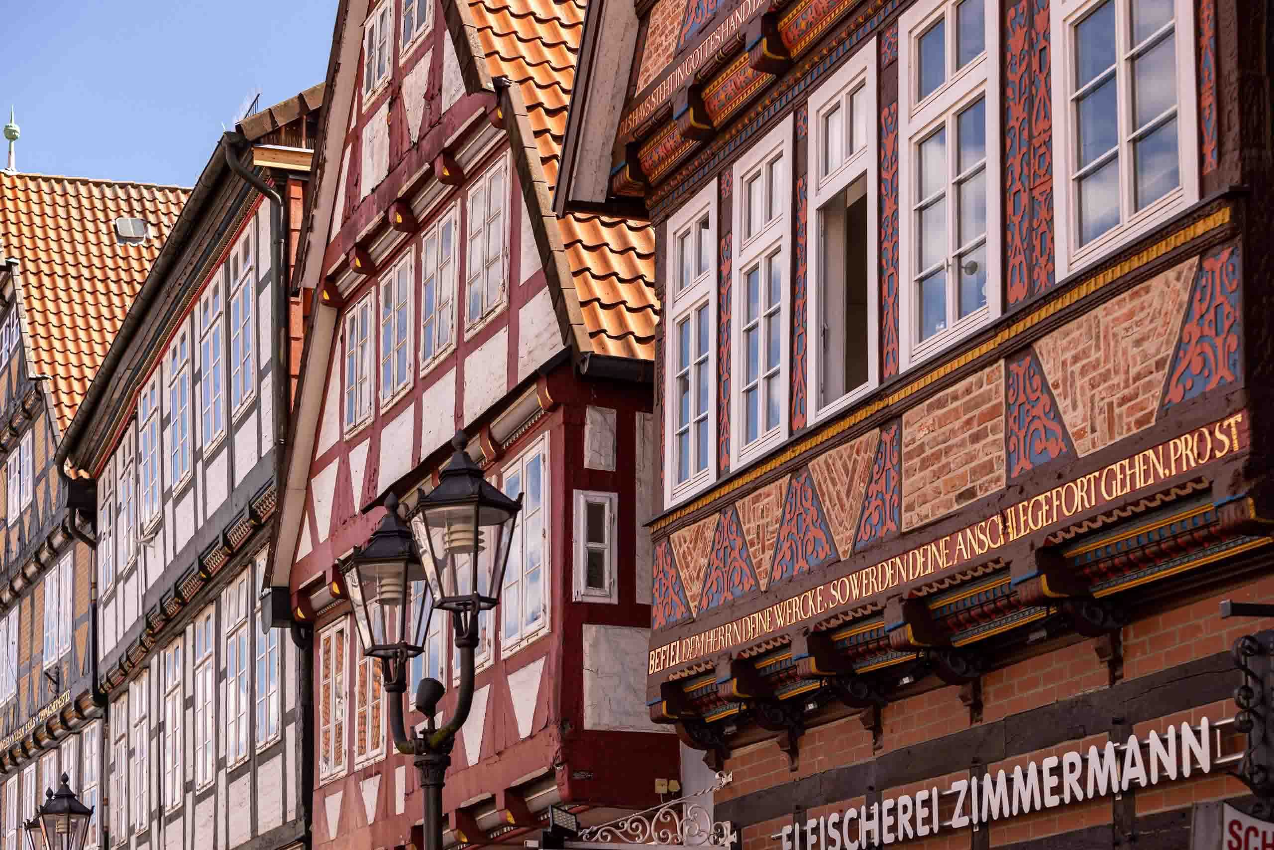 Romantische Fachwerkhäuser auf der Stechbahn in Celle