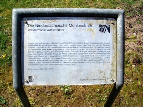 Hinweisschild zur Niedersächsischen Mühlenstraße a