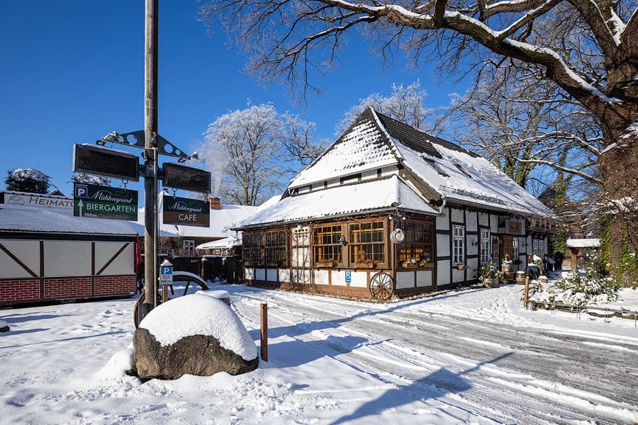 Der Mühlengrund im Schnee in Wienhausen