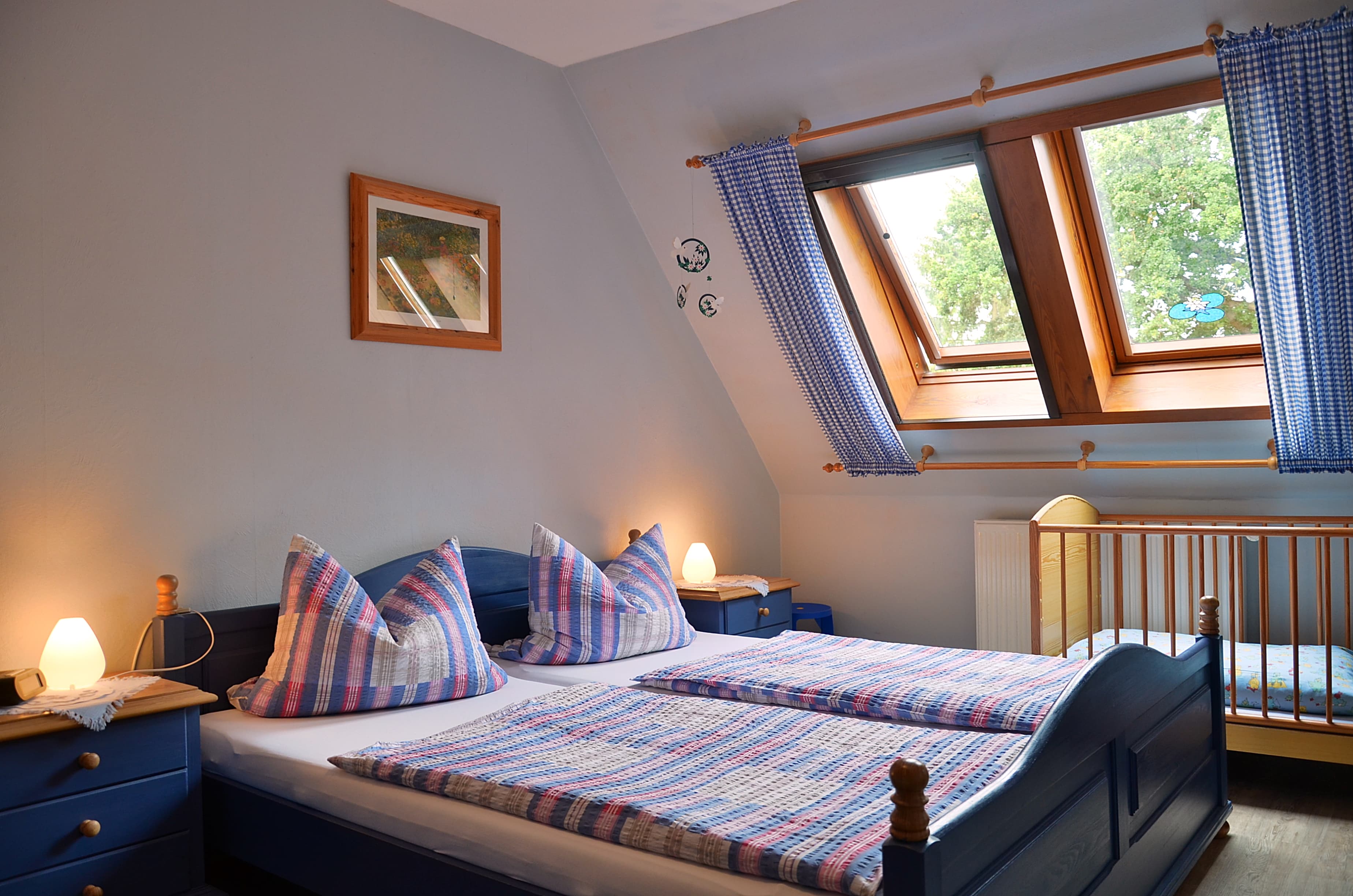 Schlafzimmer auf dem Ferienhof Fegebank in Grethem