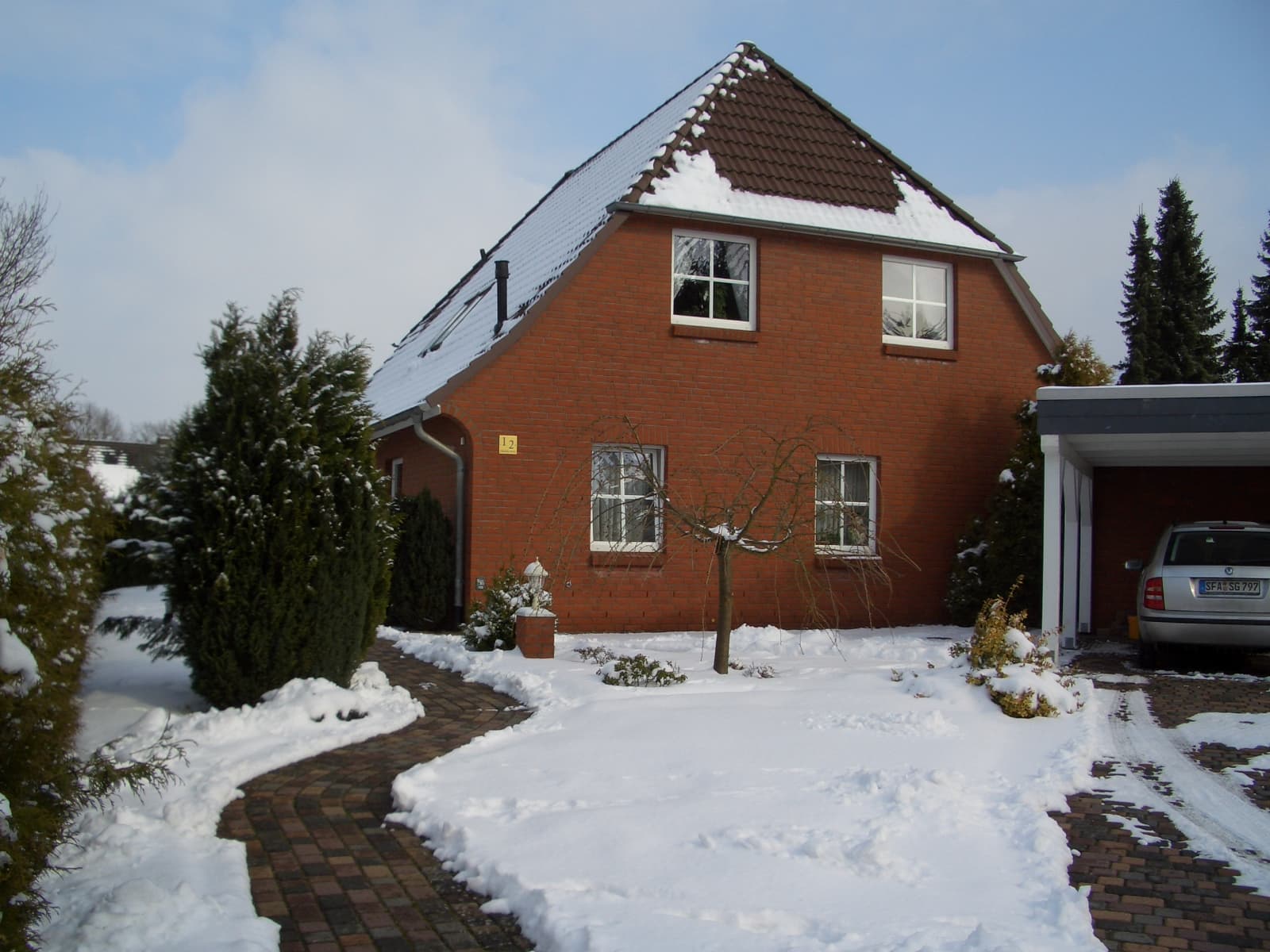 Außenansicht im Winter der Ferienwohnung Heidegeist in Neuenkirchen