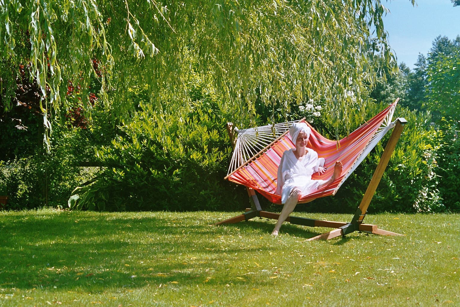 Hängematte im Garten Landpension Langrehr