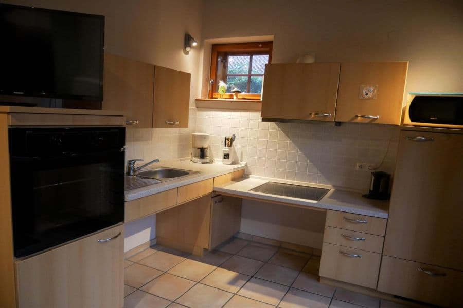 Kueche der Ferienwohnung Hirschgrund auf dem Ferienhof Holste