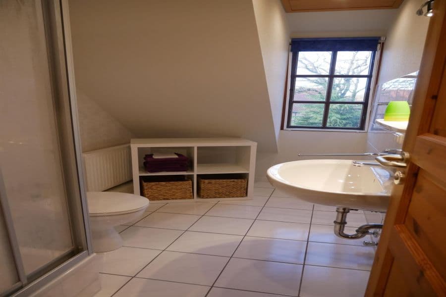 Badezimmer der Ferienwohnung Meisennest auf dem Ferienhof Holste