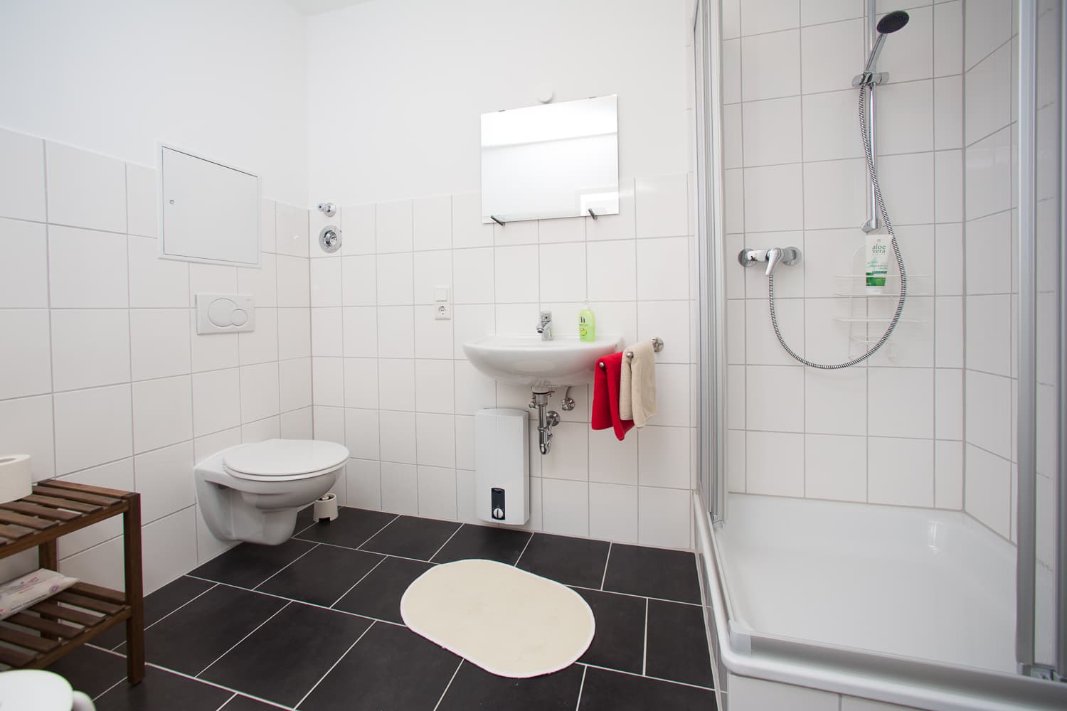 Badezimmer in der Ferienwohnung Wildpark Lüneburger Heide in Hanstedt