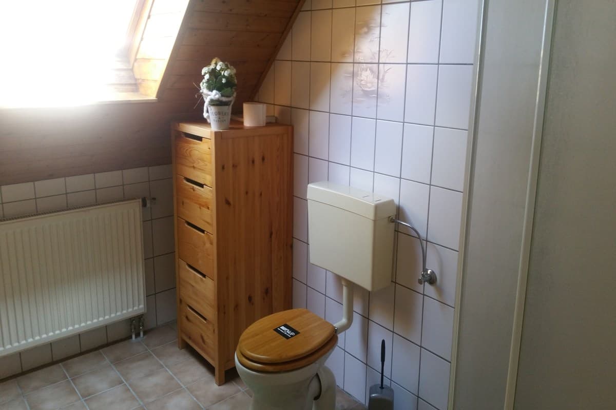 Badezimmer in der Ferienwohnung "Piccolo" Am Mühlenbach in Bergen
