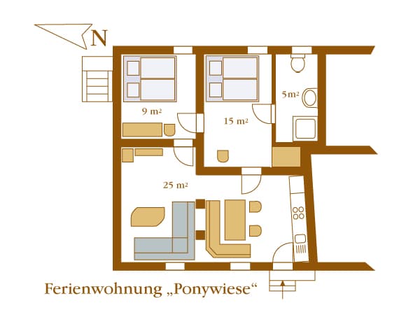 Grundriss Ferienwohnung Alte Bauernkate "Ponywiese"