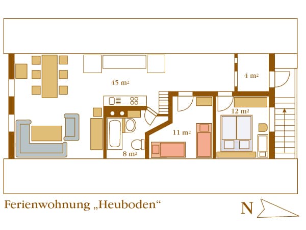 Grundriss Ferienwohnung Alte Bauernkate  "Heuboden"