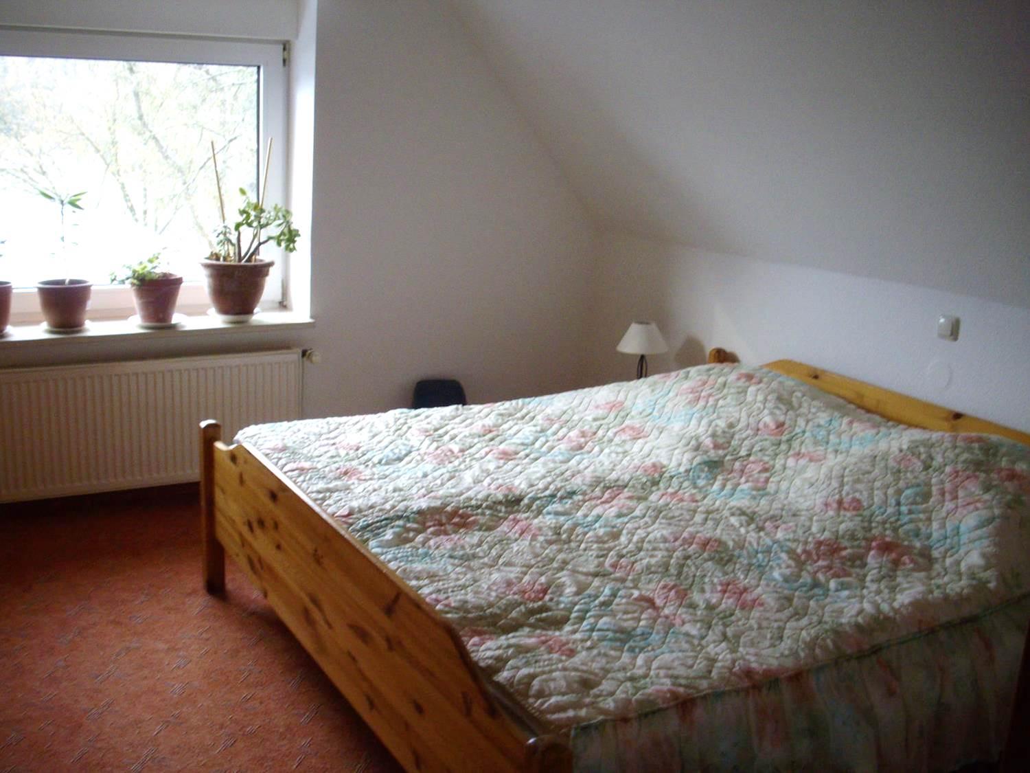 Schlafzimmer mit Doppelbett Ferienwohnung Hof Weide