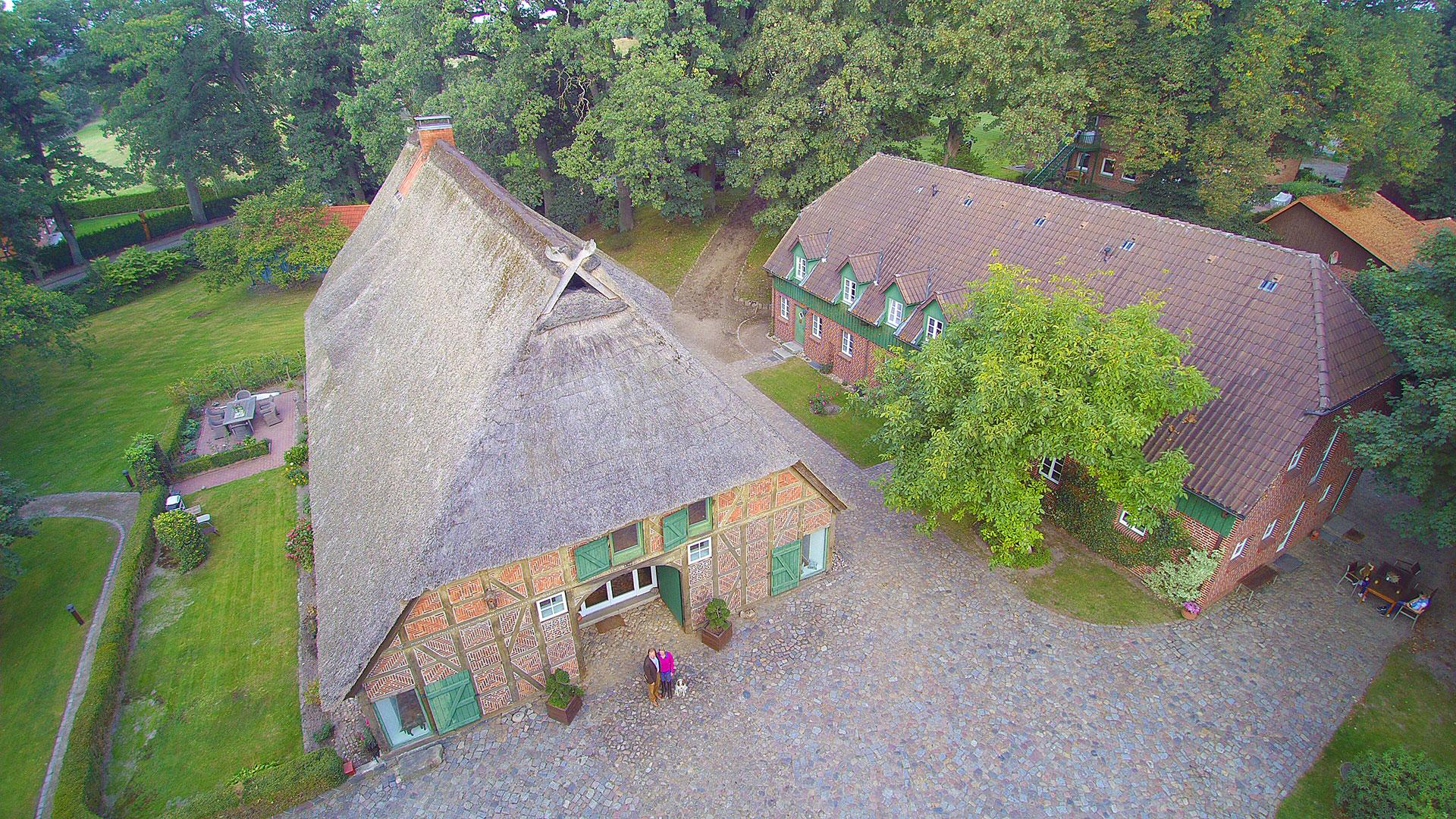 Luftaufnahme Ferienhaus auf dem Heinshof